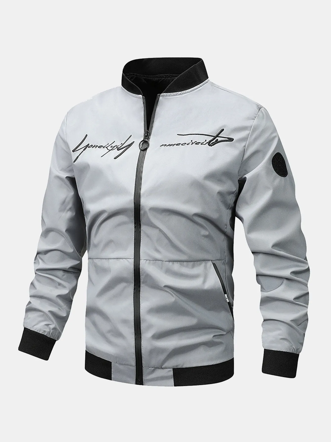 Slogan Zip Bomber Jacket sold by Hoooyi product image thumbnail 4