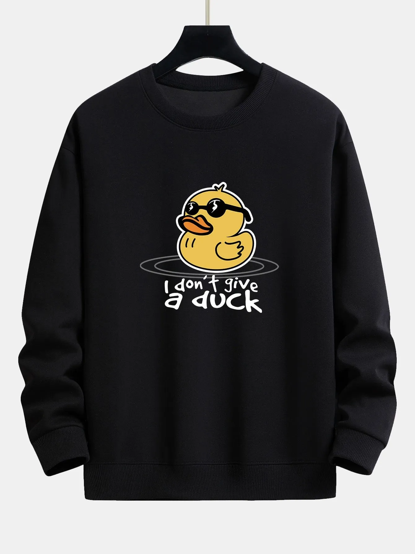 Yellow Duck With Sunglasses Print Relax Fit Sweatshirt sold by Hoooyi product image thumbnail 2