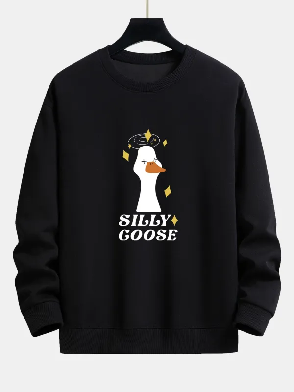 Dizzy Goose Print Relax Fit Sweatshirt made by Hoooyi