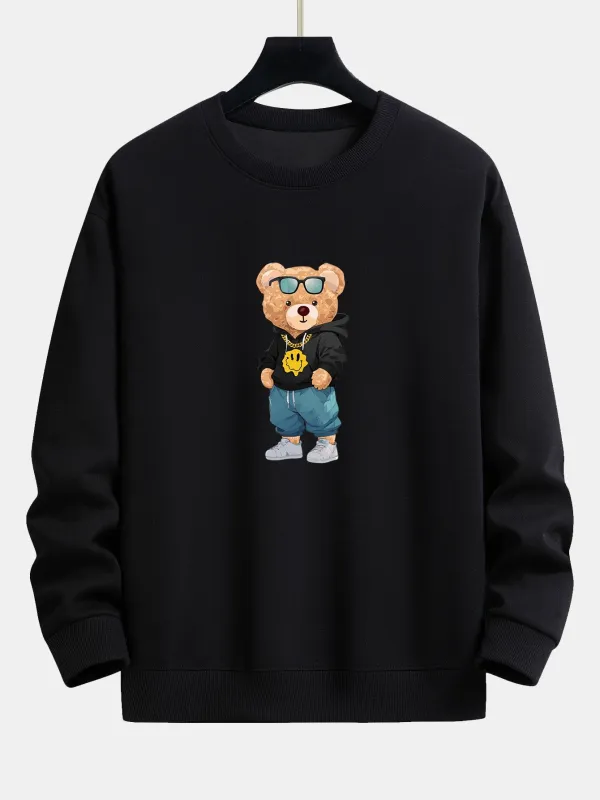 Hip Hop Bear Print Relax Fit Sweatshirt sold by Hoooyi