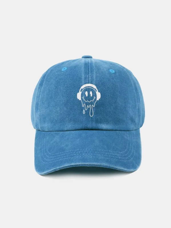 Smiling Face Pttern Versatile Casual Washed Cotton Baseball Cap sold by Hoooyi