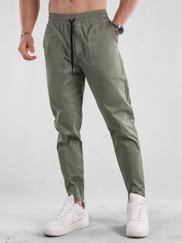 Contrast Stitching Chino Jogging Pants sold by Hoooyi