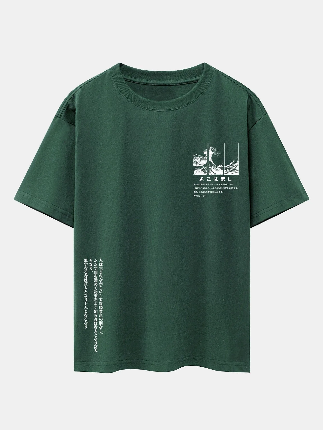 Waves Ukiyo-e Slogan Print Drop Shoulder Oversize T-Shirt sold by Hoooyi product image thumbnail 3