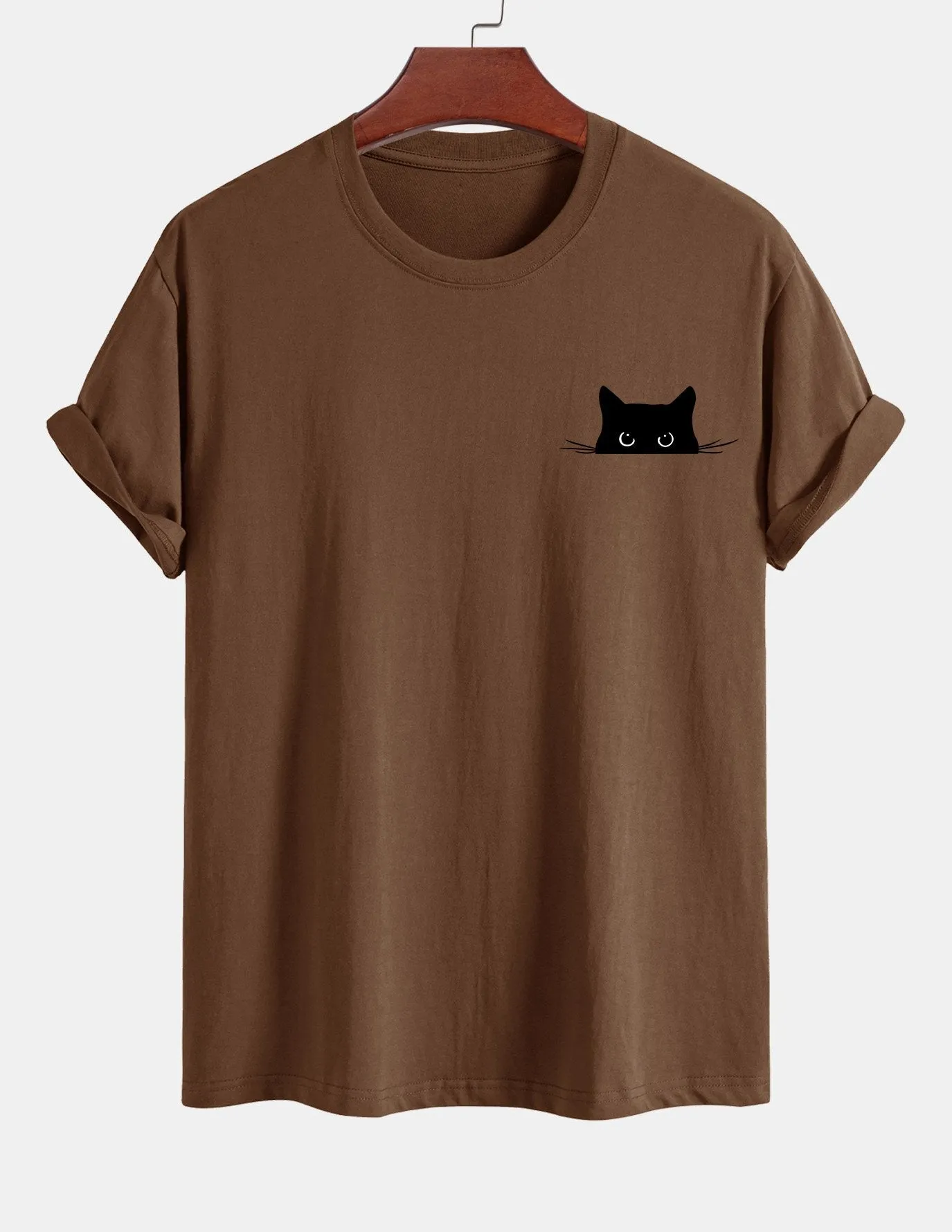 Regular Fit Black Cat Print Cotton T-Shirt sold by Hoooyi product image thumbnail 4