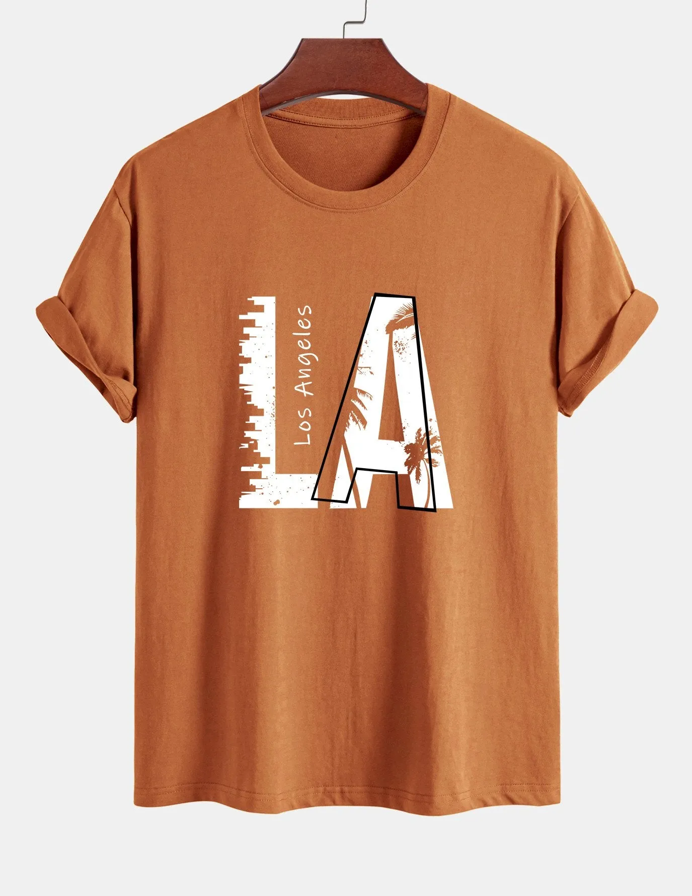 Regular Fit Los Angeles Print Cotton T-Shirt sold by Hoooyi product image thumbnail 5