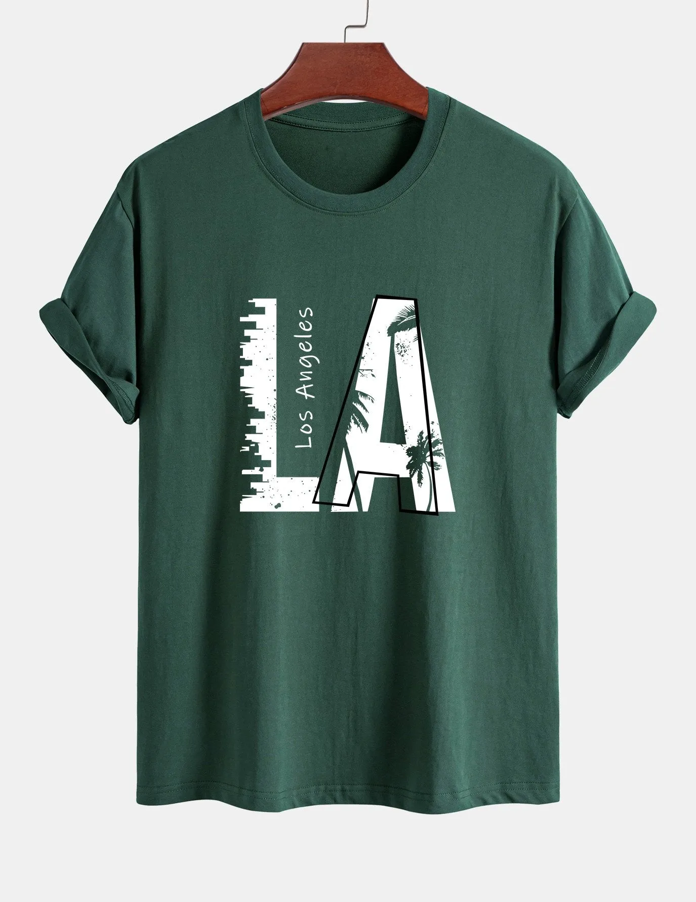 Regular Fit Los Angeles Print Cotton T-Shirt sold by Hoooyi product image thumbnail 2