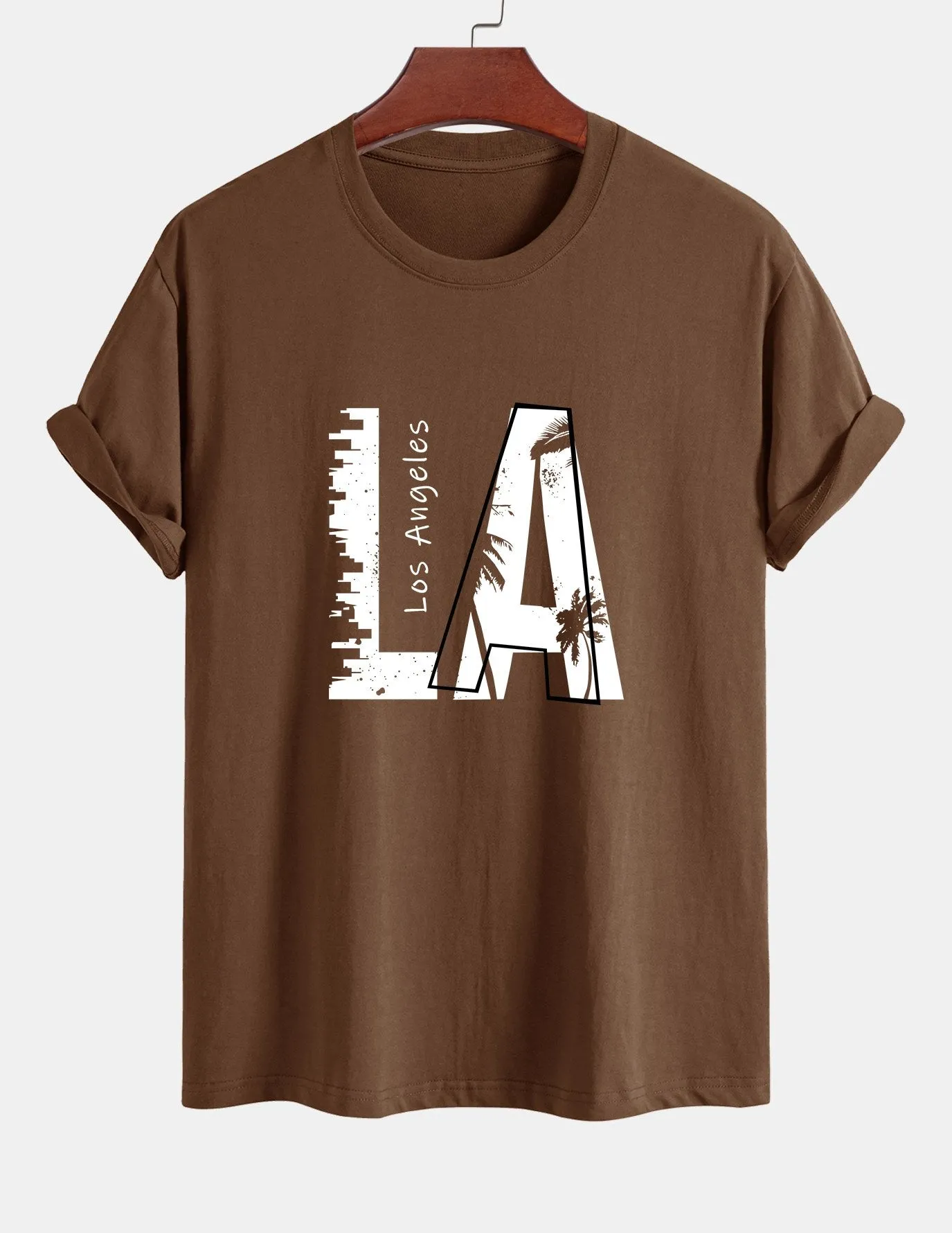 Regular Fit Los Angeles Print Cotton T-Shirt sold by Hoooyi product image thumbnail 4