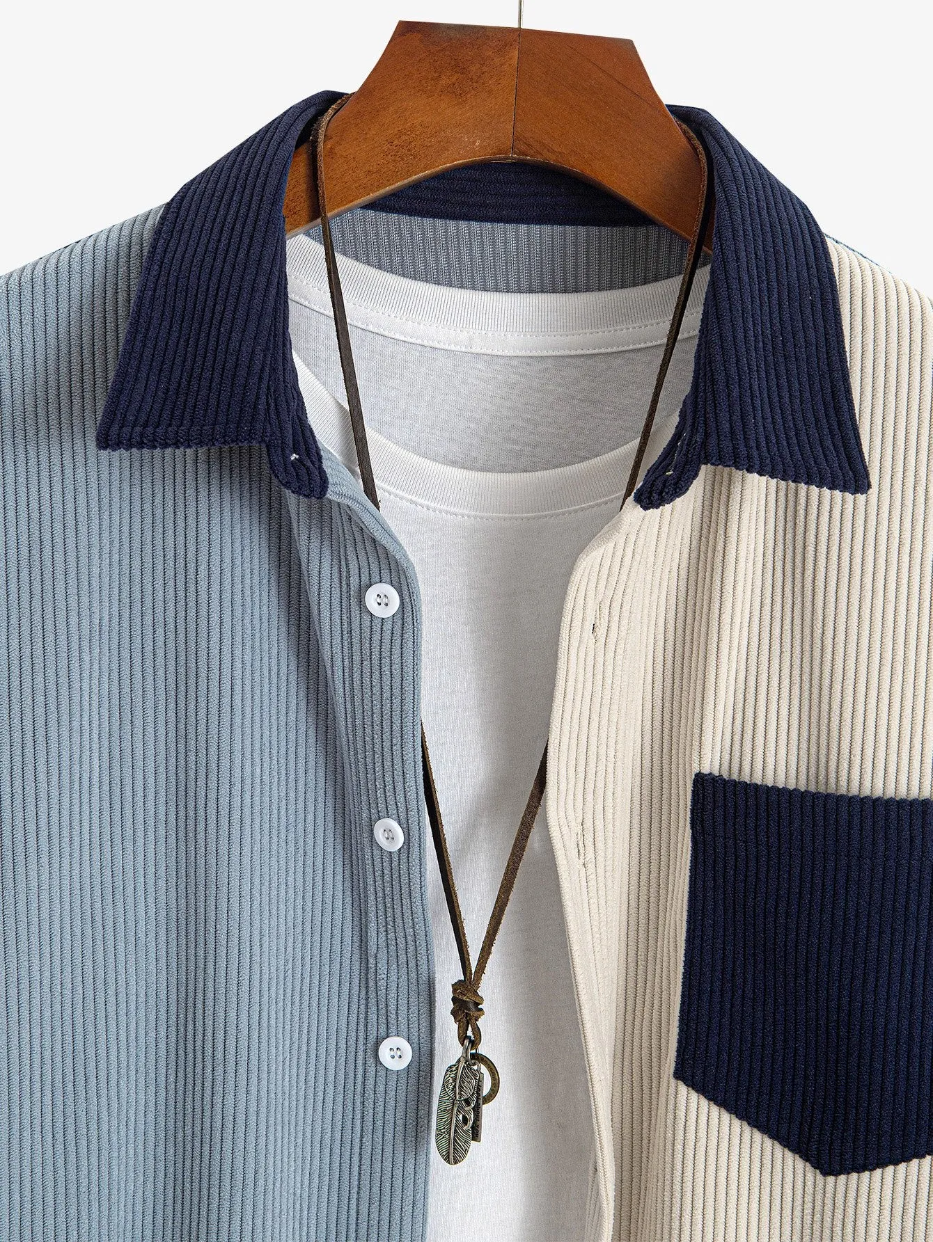 Corduroy Patchwork Shirt sold by Hoooyi product image thumbnail 3