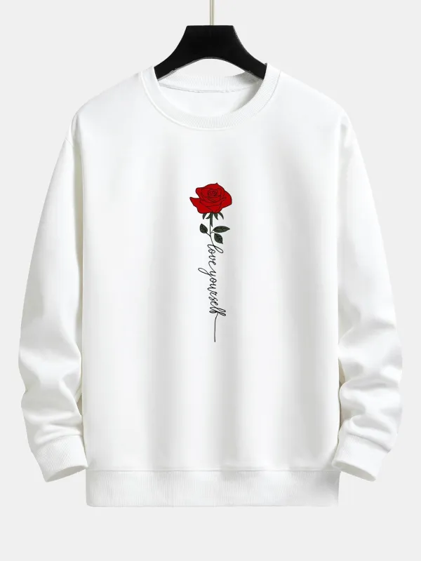 Rose Slogan Print Relax Fit Sweatshirt sold by Hoooyi