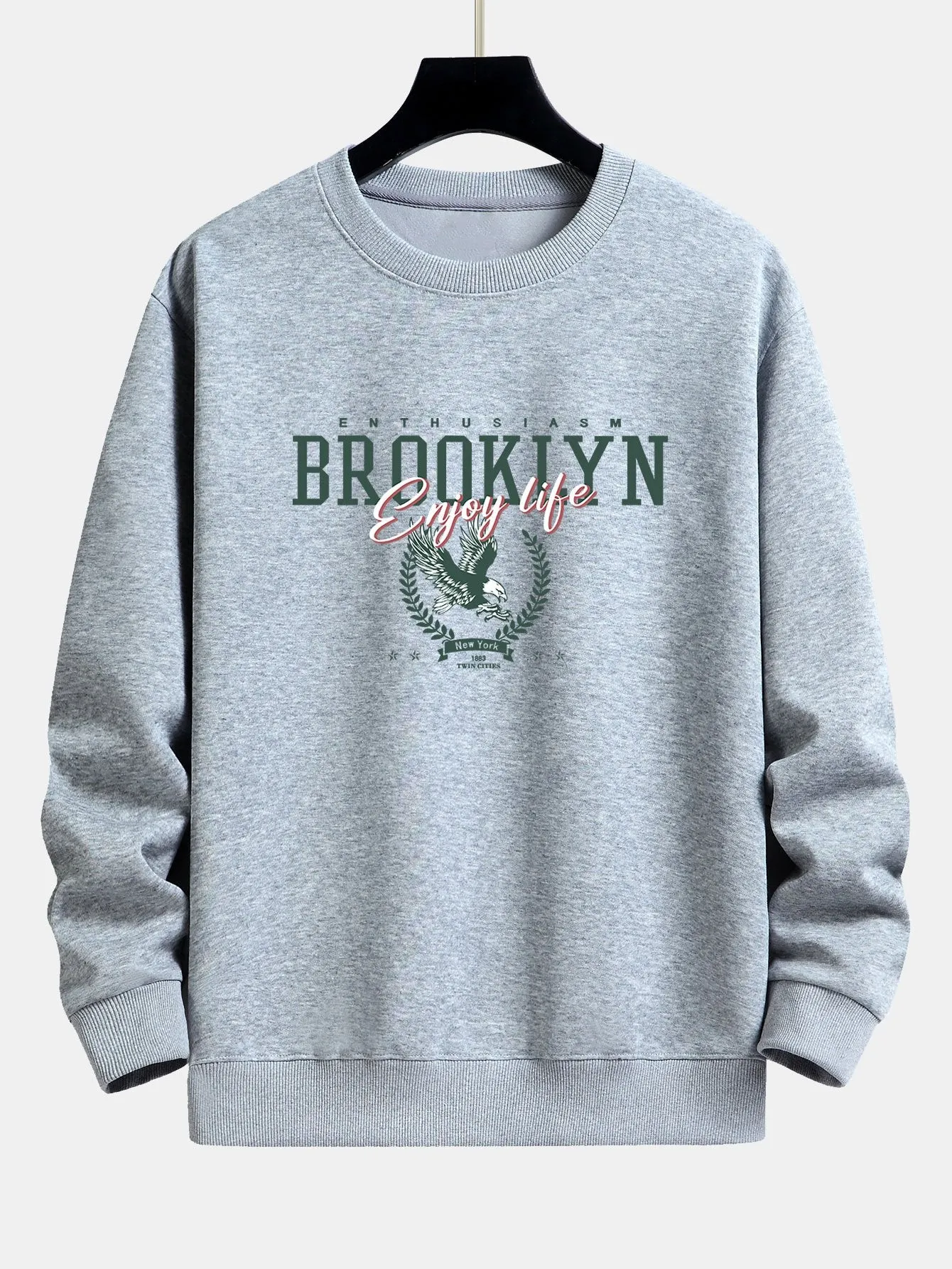 Brooklyn Eagle Print Relax Fit Sweatshirt sold by Hoooyi product image thumbnail 5