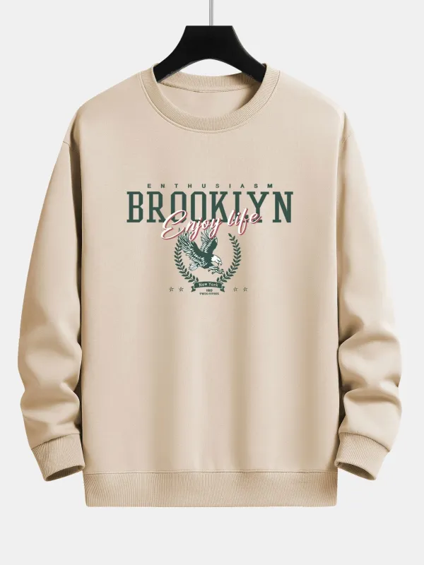 Brooklyn Eagle Print Relax Fit Sweatshirt sold by Hoooyi