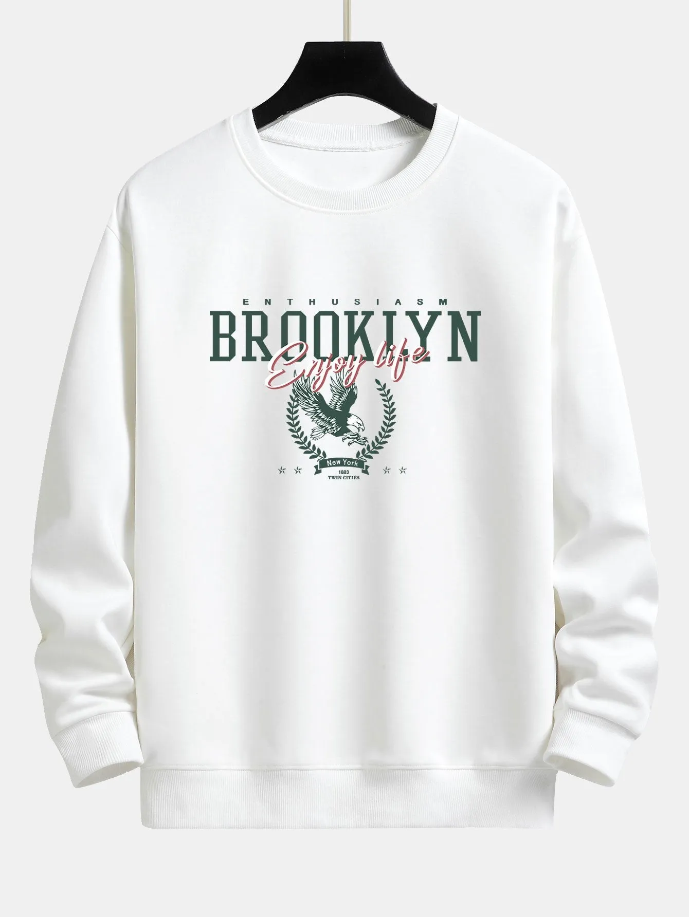 Brooklyn Eagle Print Relax Fit Sweatshirt sold by Hoooyi product image thumbnail 2