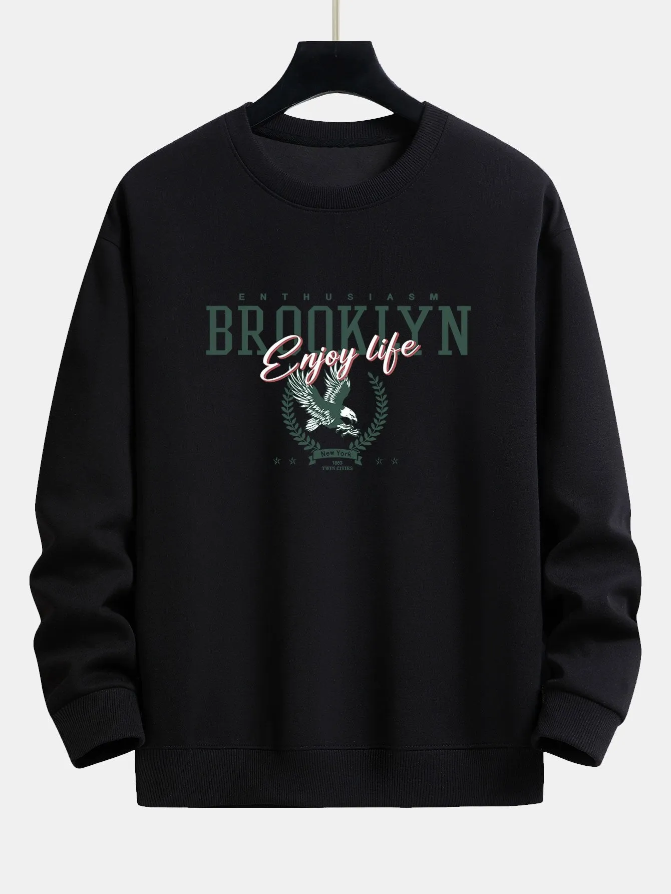 Brooklyn Eagle Print Relax Fit Sweatshirt sold by Hoooyi product image thumbnail 4