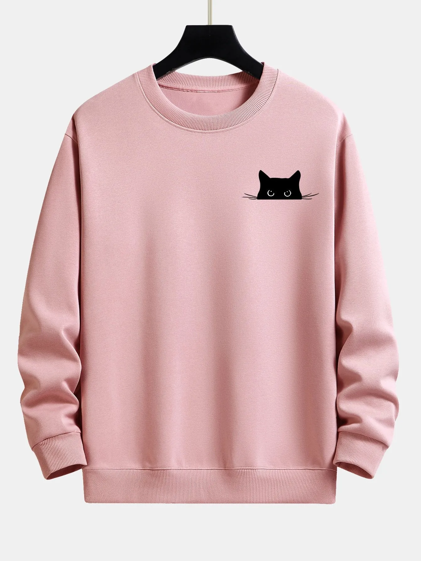 Black Cat Print Relax Fit Sweatshirt sold by Hoooyi product image thumbnail 3