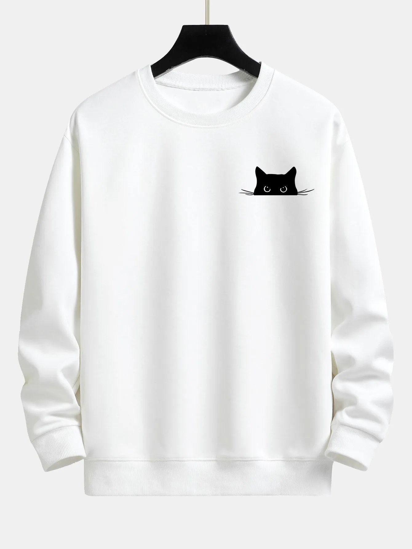 Black Cat Print Relax Fit Sweatshirt sold by Hoooyi product image thumbnail 2