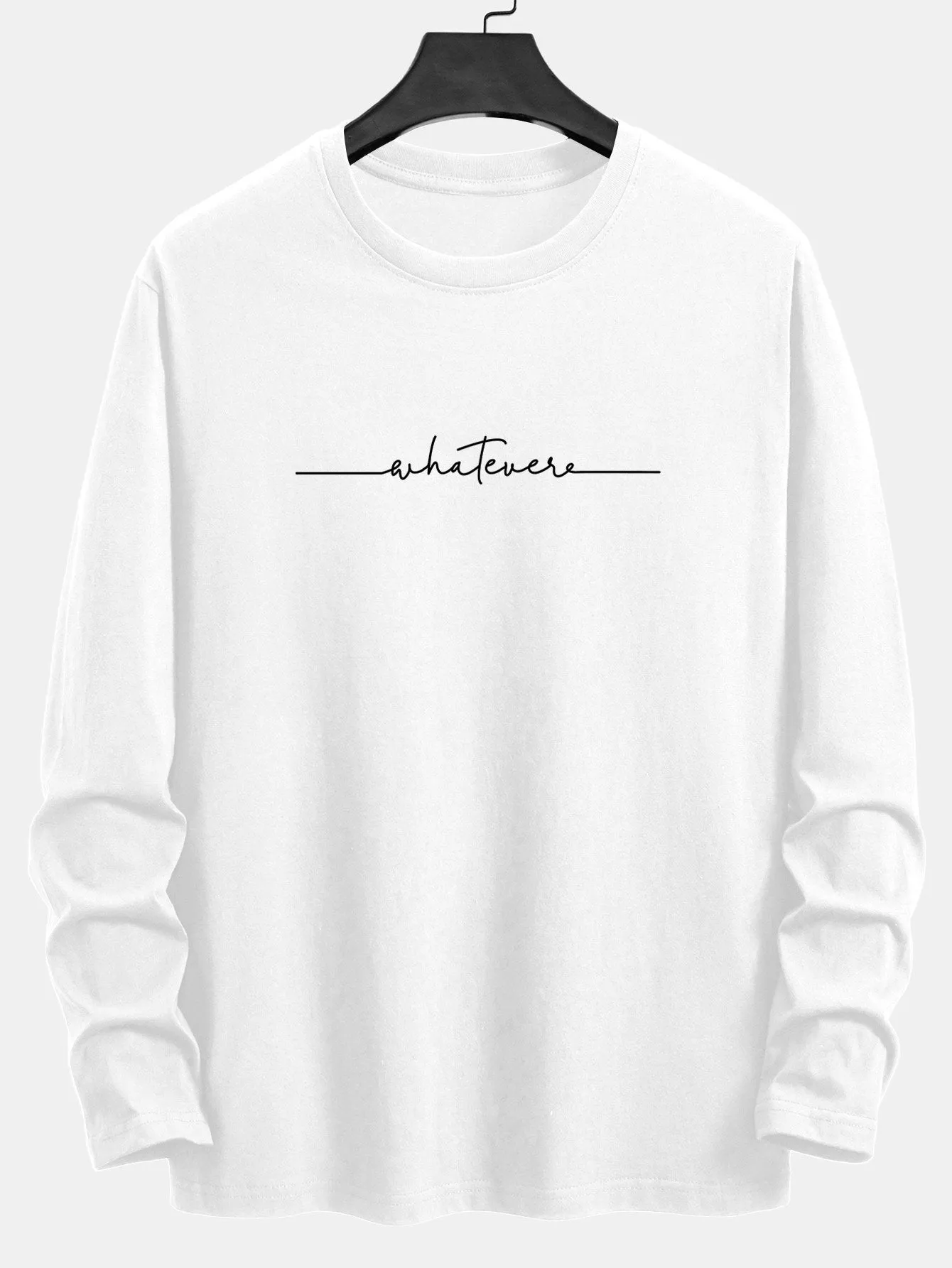 Long Sleeve Slogan Print Cotton T-Shirt sold by Hoooyi product image thumbnail 2