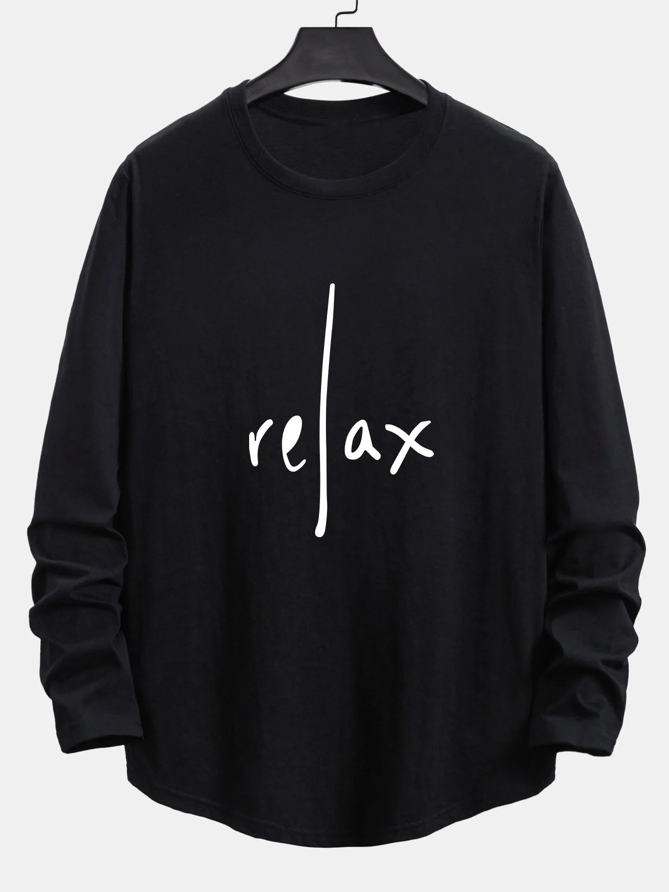 Long Sleeve Relax Print Cotton Arc Hem T-Shirt sold by Hoooyi product image thumbnail 3