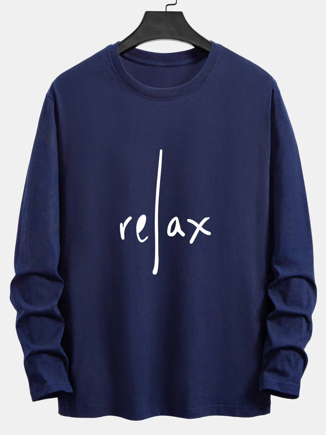 Long Sleeve Relax Slogan Print Cotton T-Shirt sold by Hoooyi product image thumbnail 5