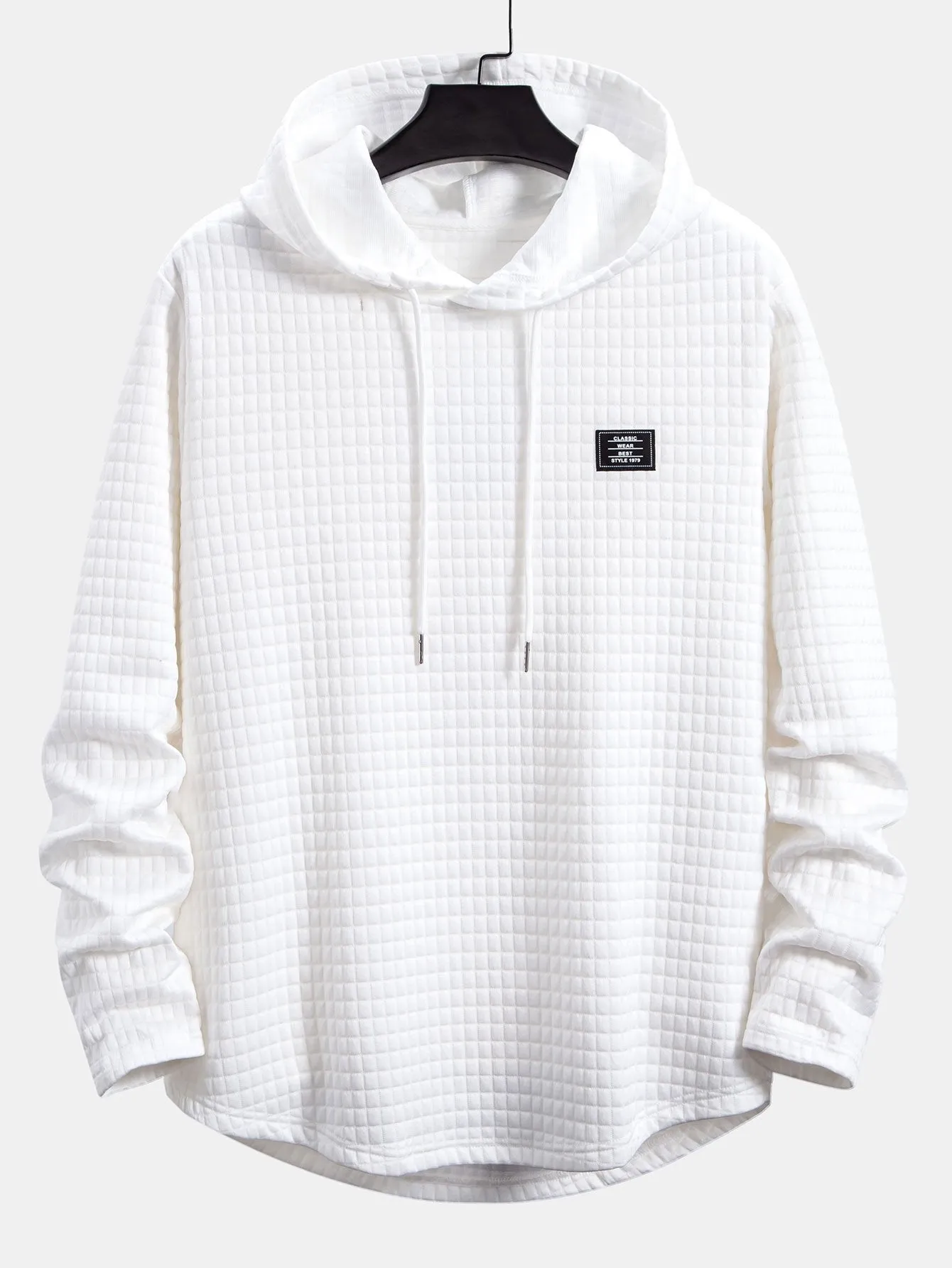 Long Sleeve Waffle Hooded Arc Hem T-Shirt & Waffle Drawstring Shorts sold by Hoooyi product image thumbnail 5