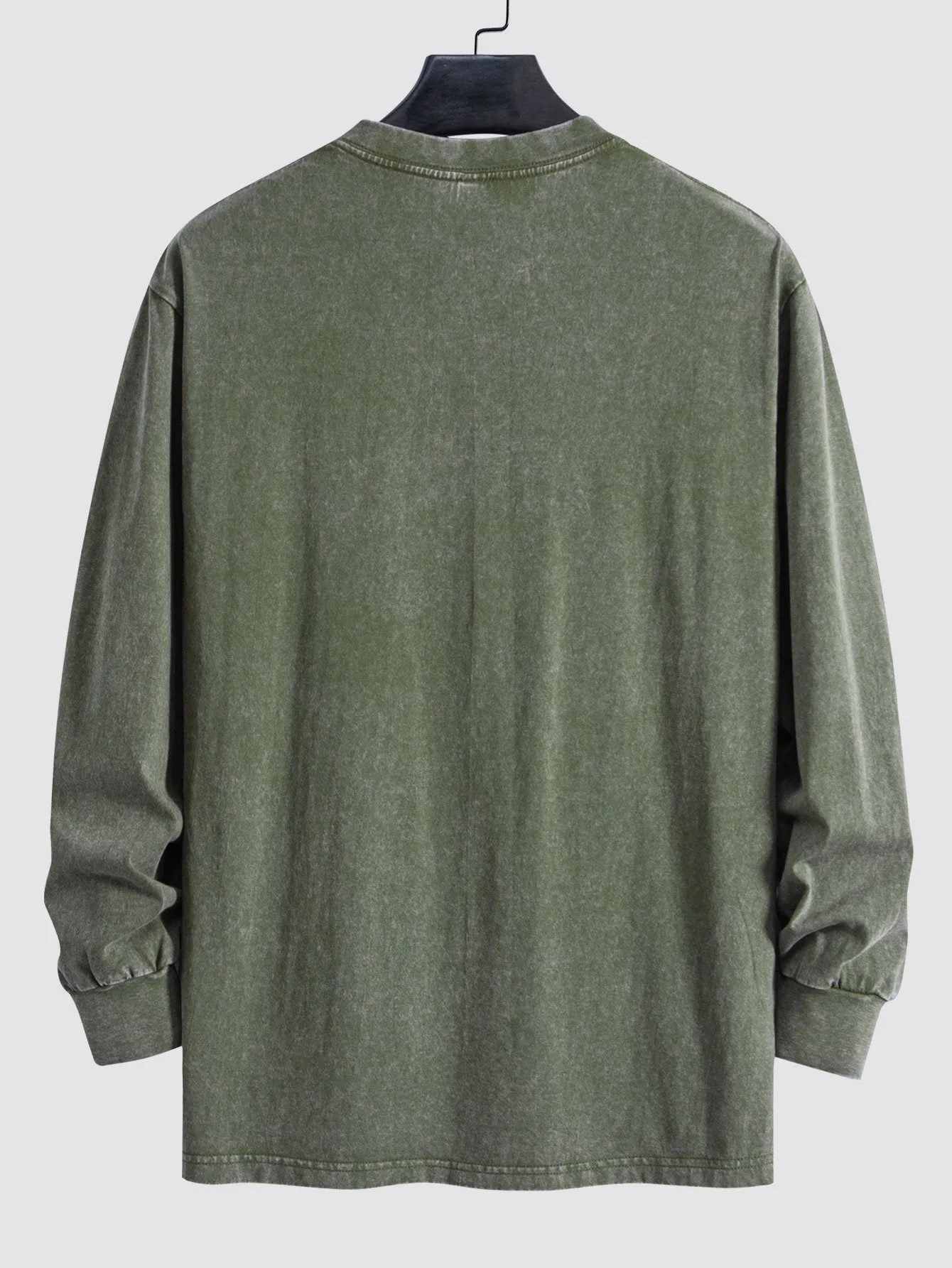 Star Print Relax Fit Long Sleeve Washed Distressed T-Shirt sold by Hoooyi product image thumbnail 4