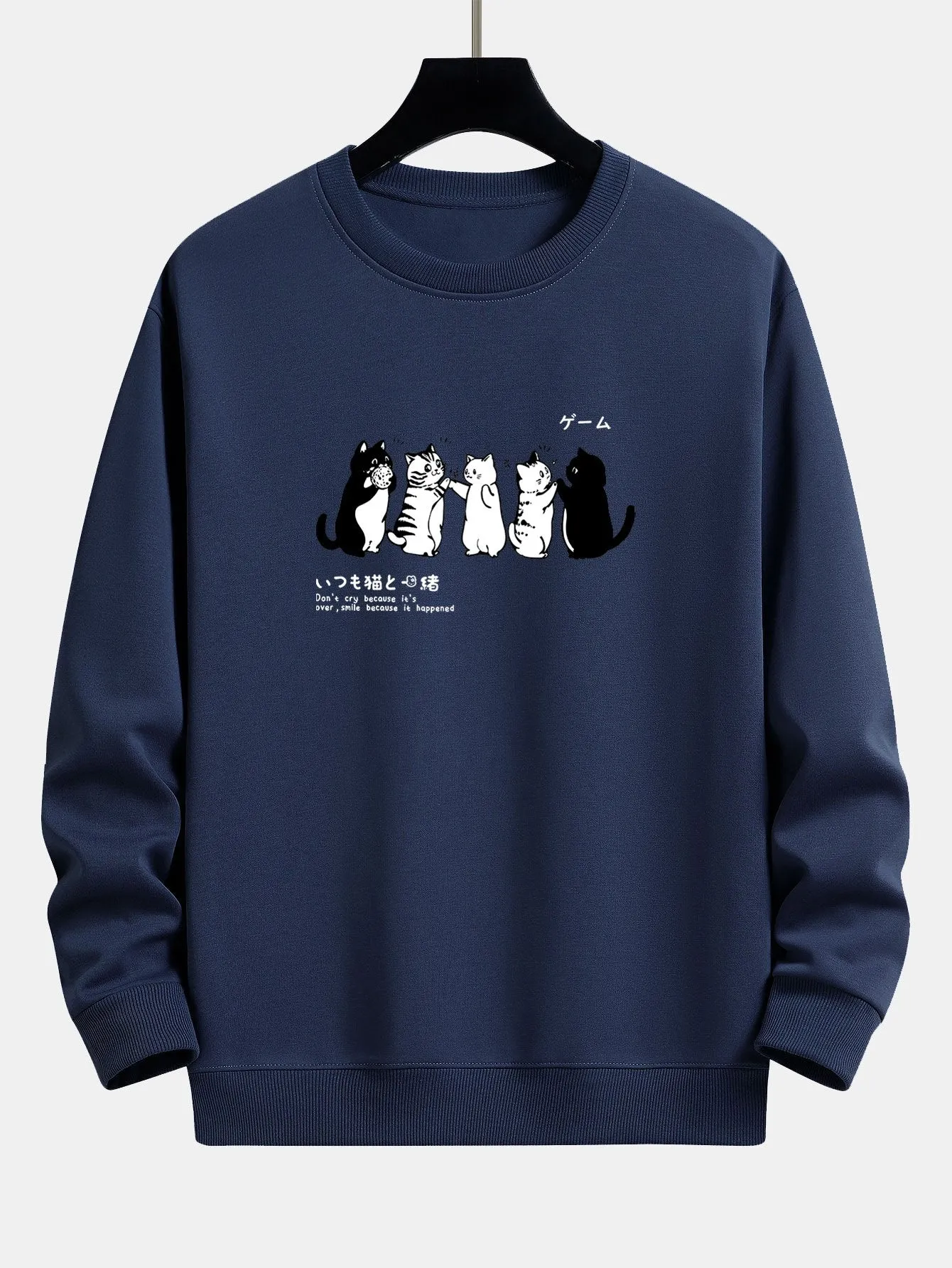 Cat Japanese Print Relax Fit Sweatshirt sold by Hoooyi product image thumbnail 5