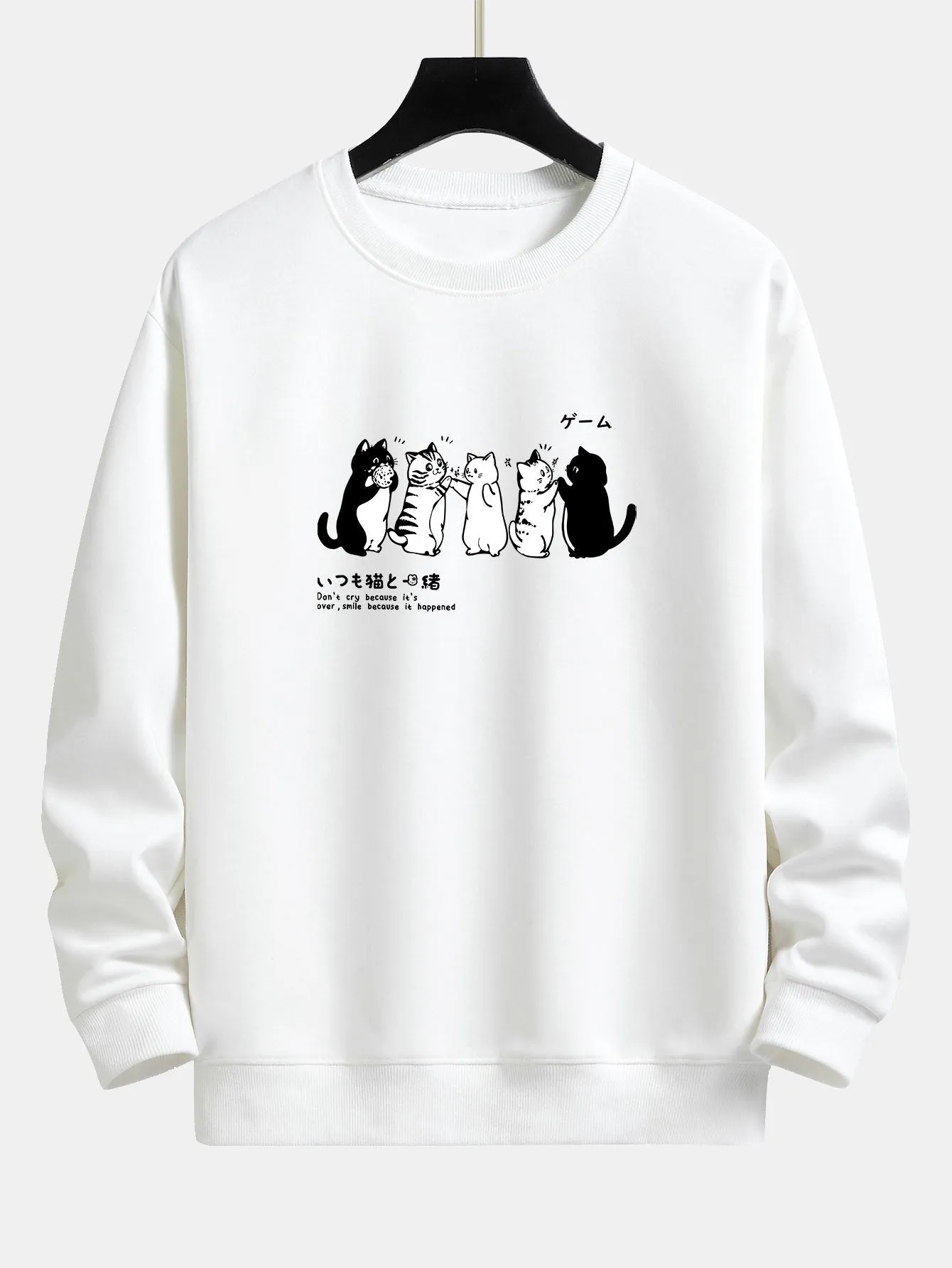 Cat Japanese Print Relax Fit Sweatshirt sold by Hoooyi product image thumbnail 3