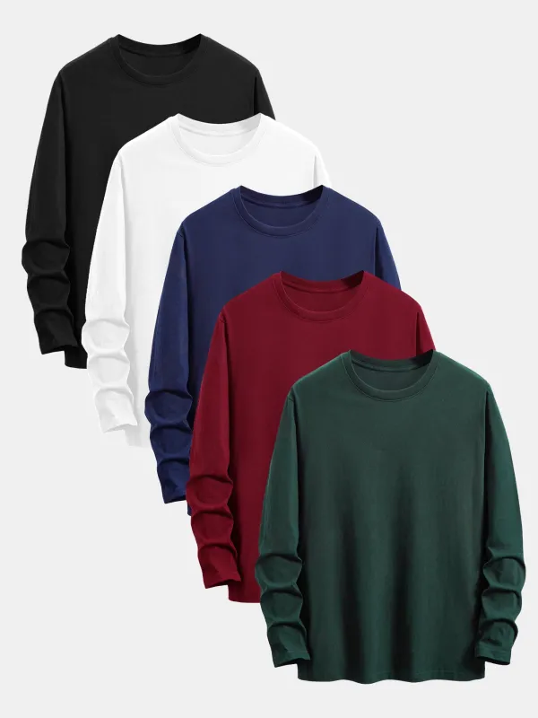 5 Pieces Basic Long Sleeve Cotton T-Shirts sold by Hoooyi
