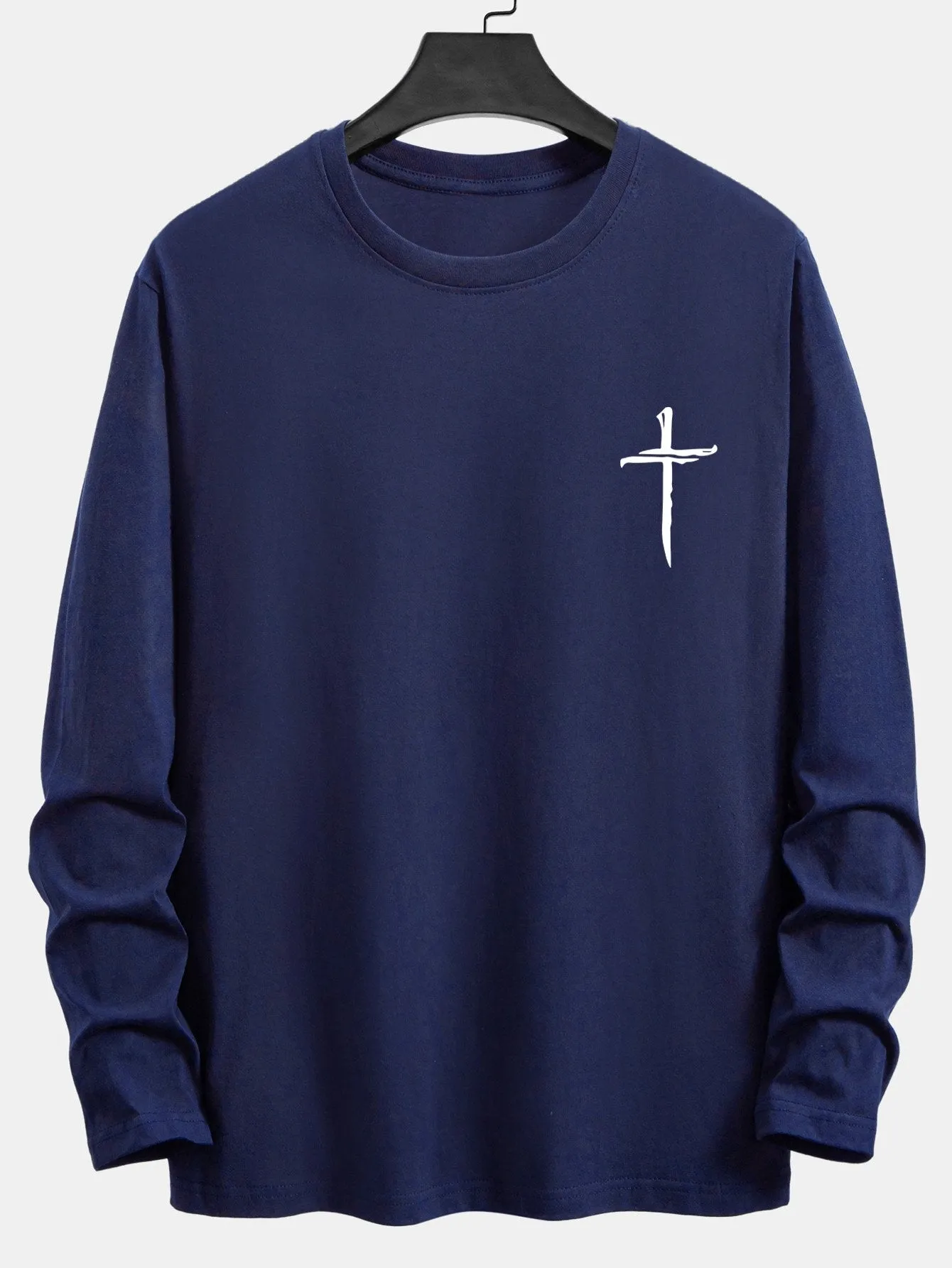 Long Sleeve Cross Print Cotton T-Shirt sold by Hoooyi product image thumbnail 5