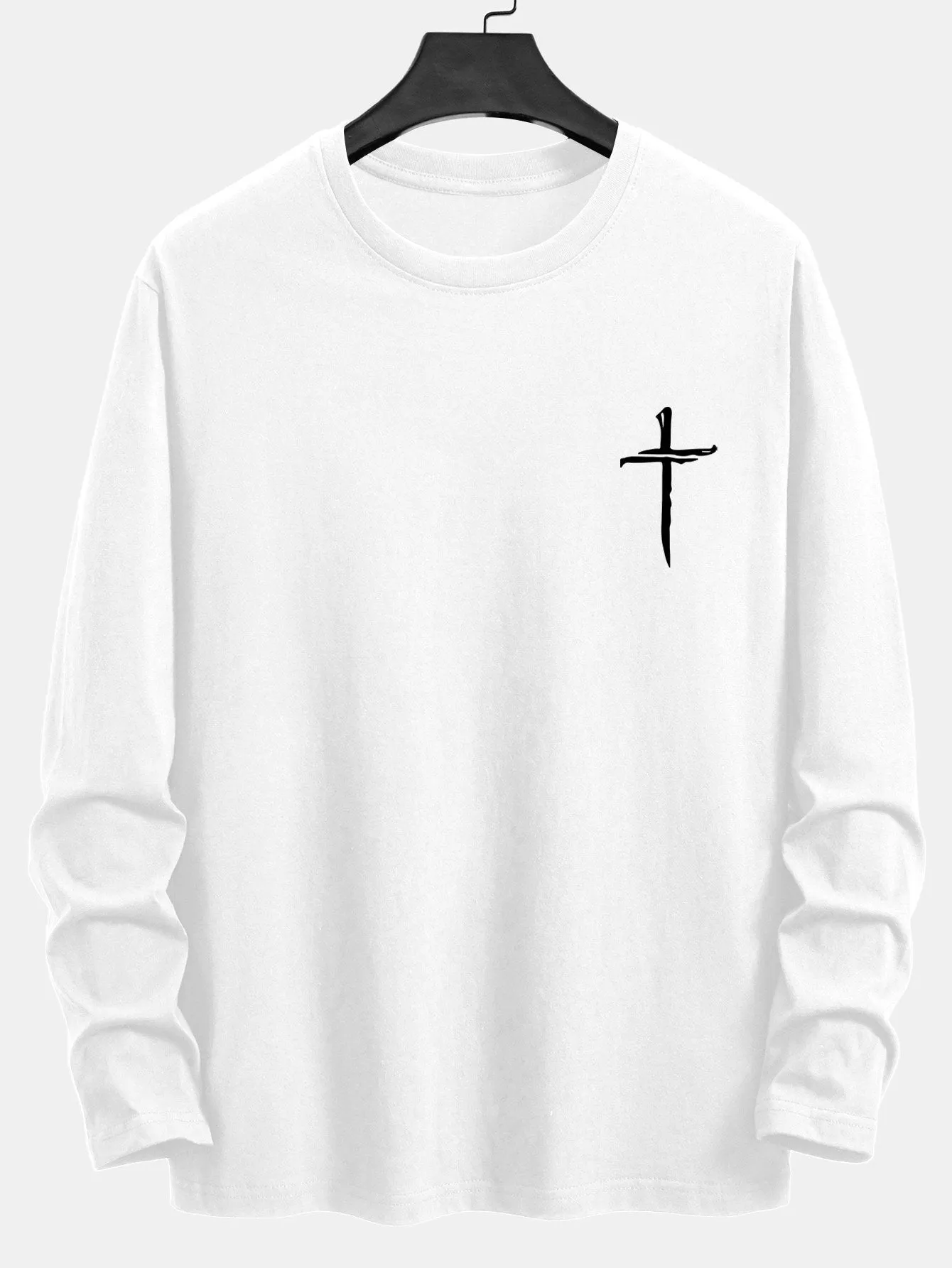 Long Sleeve Cross Print Cotton T-Shirt sold by Hoooyi product image thumbnail 2