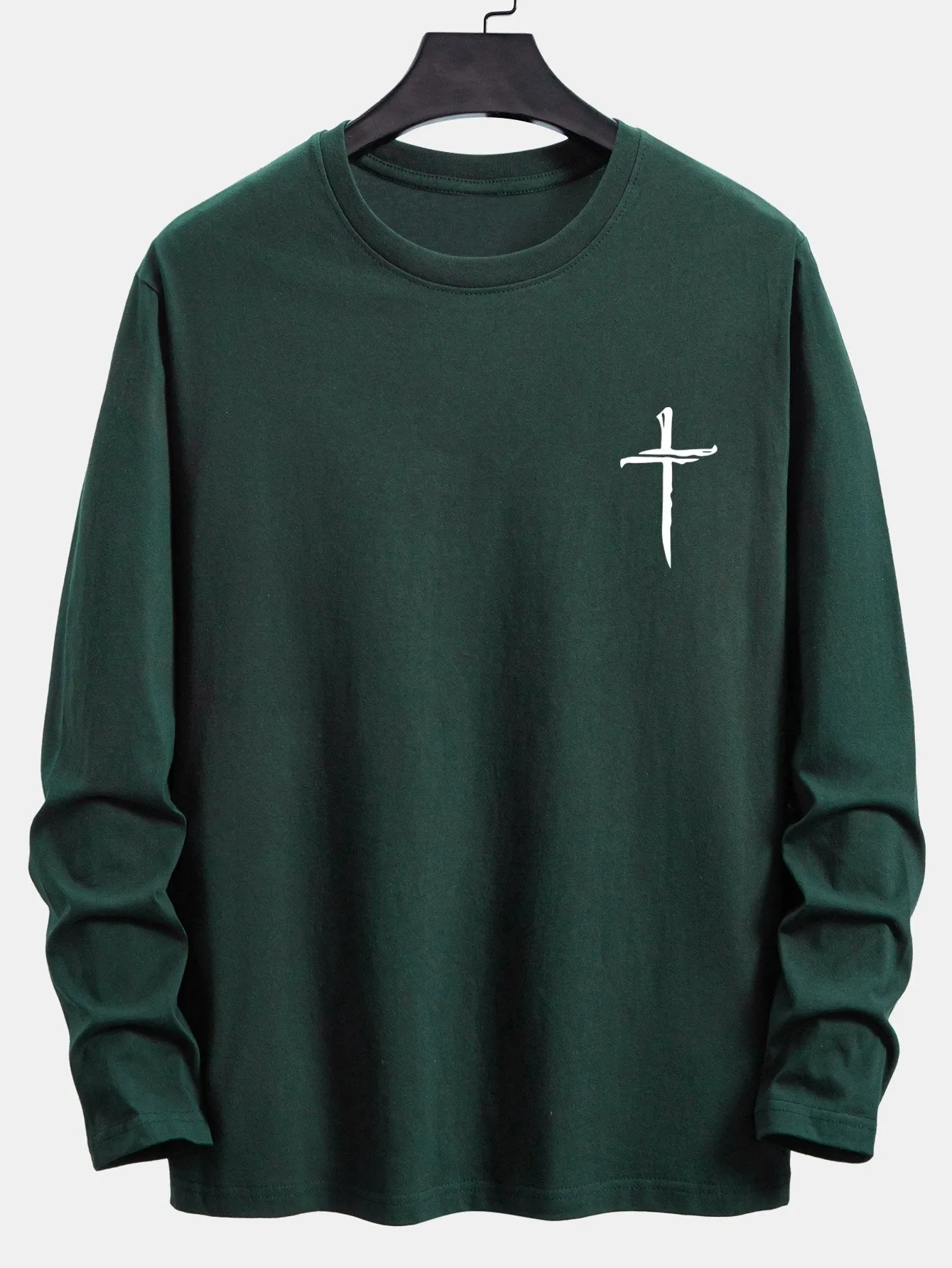 Long Sleeve Cross Print Cotton T-Shirt sold by Hoooyi product image thumbnail 3