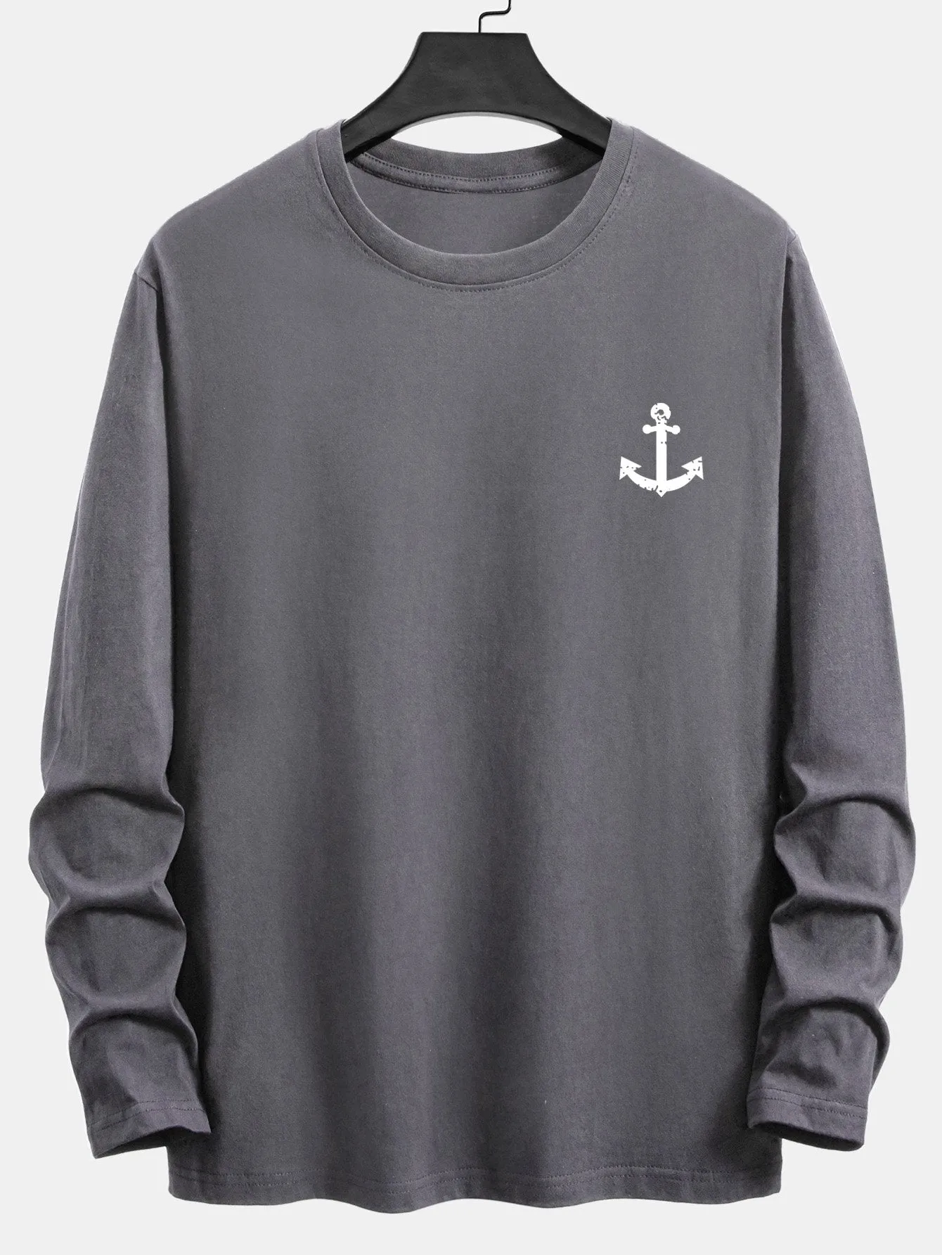 Long Sleeve Anchor Print Cotton T-Shirt sold by Hoooyi product image thumbnail 4