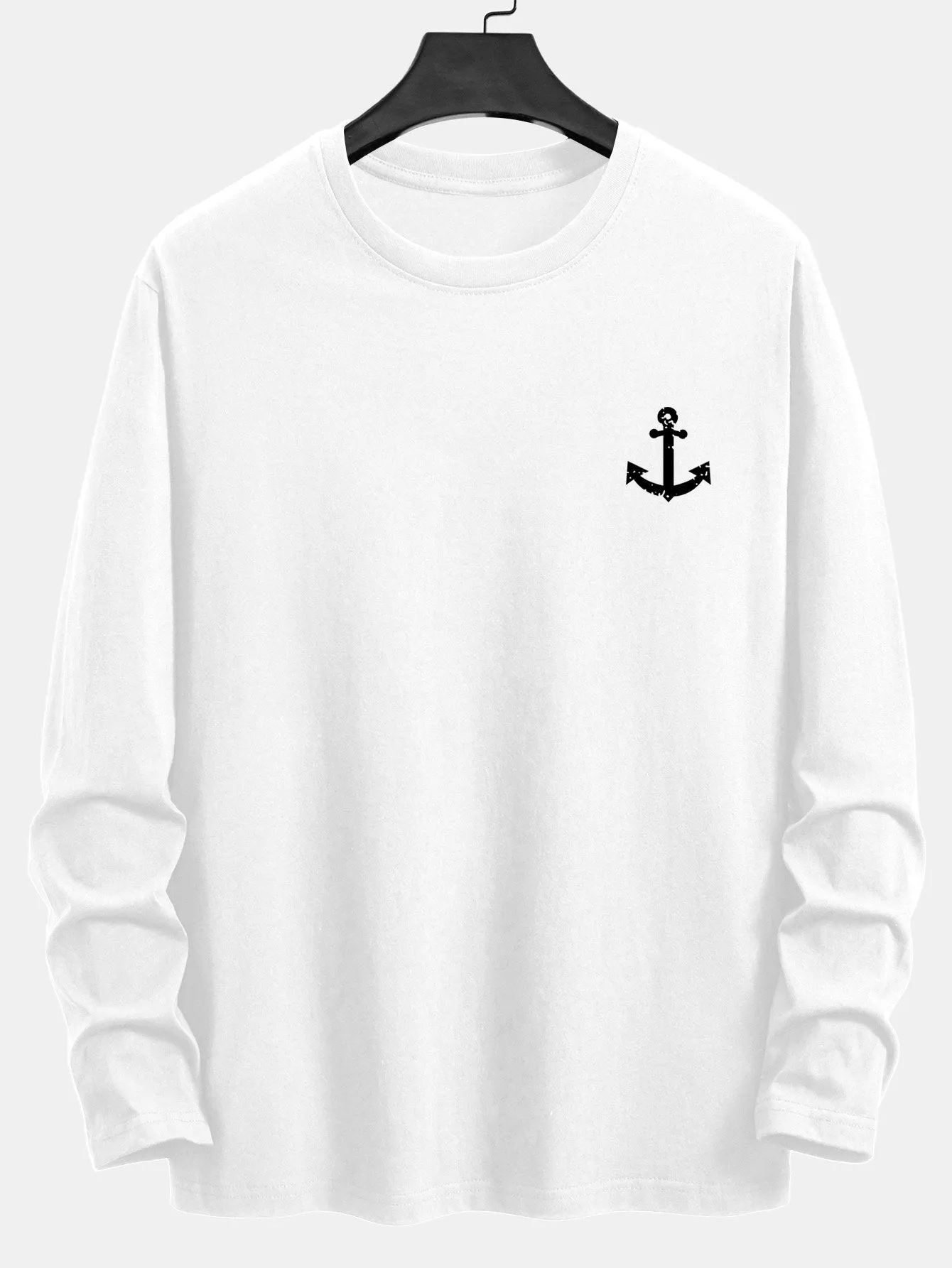Long Sleeve Anchor Print Cotton T-Shirt sold by Hoooyi product image thumbnail 2