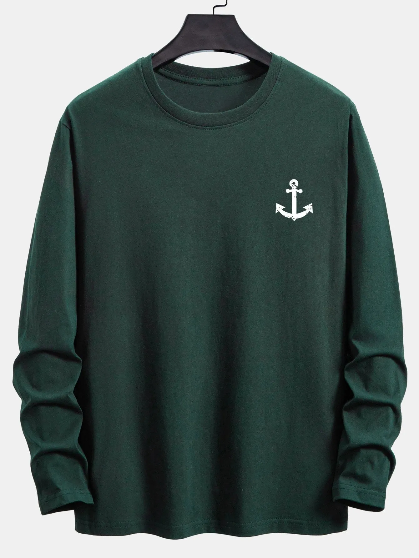 Long Sleeve Anchor Print Cotton T-Shirt sold by Hoooyi product image thumbnail 3
