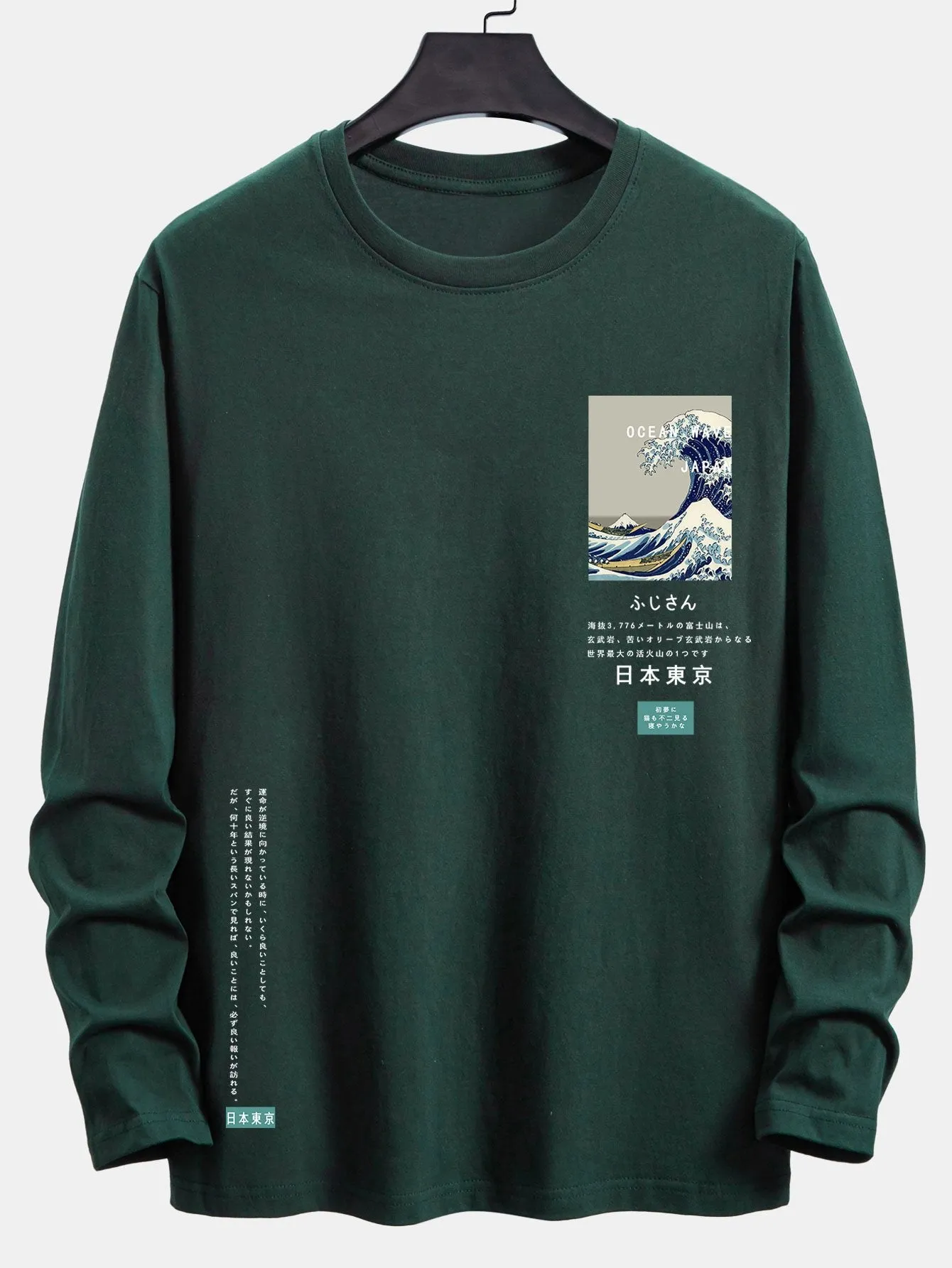 Long Sleeve Tokyo Ukiyo-e Print Cotton T-Shirt sold by Hoooyi product image thumbnail 2