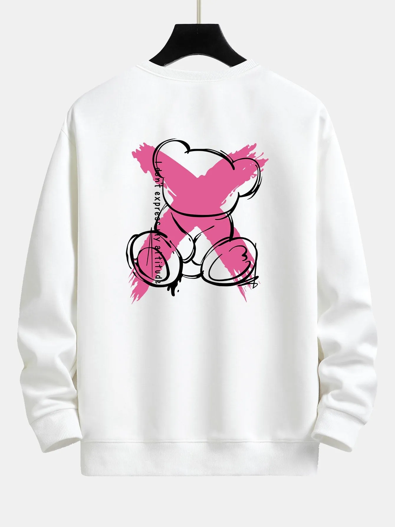Graffiti Bear Print Relax Fit Sweatshirt sold by Hoooyi