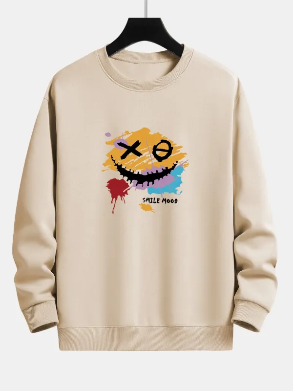 Graffiti Smiley Face Print Relax Fit Sweatshirt sold by Hoooyi