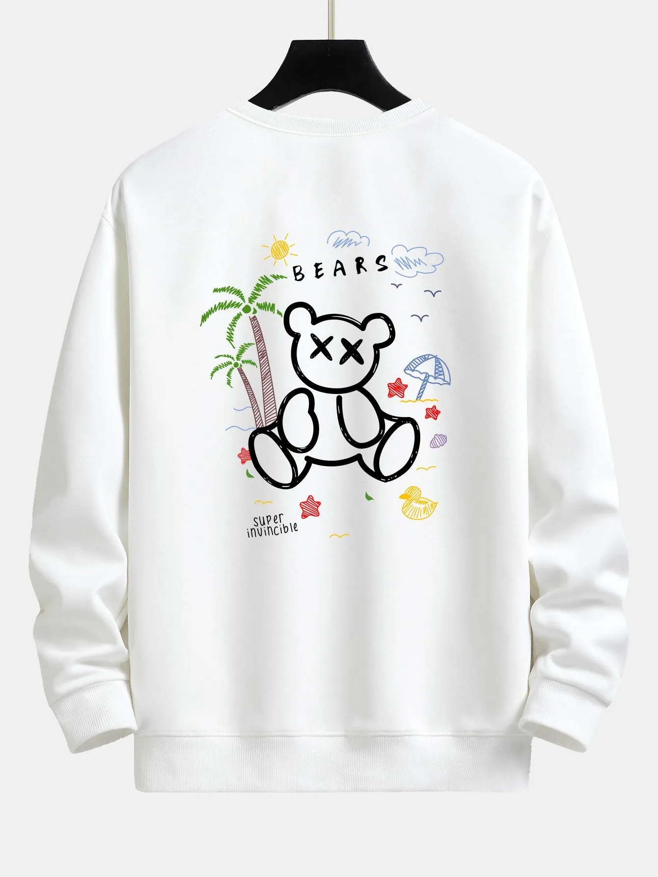 Bear On Vacation Print Relax Fit Sweatshirt sold by Hoooyi product image thumbnail 3