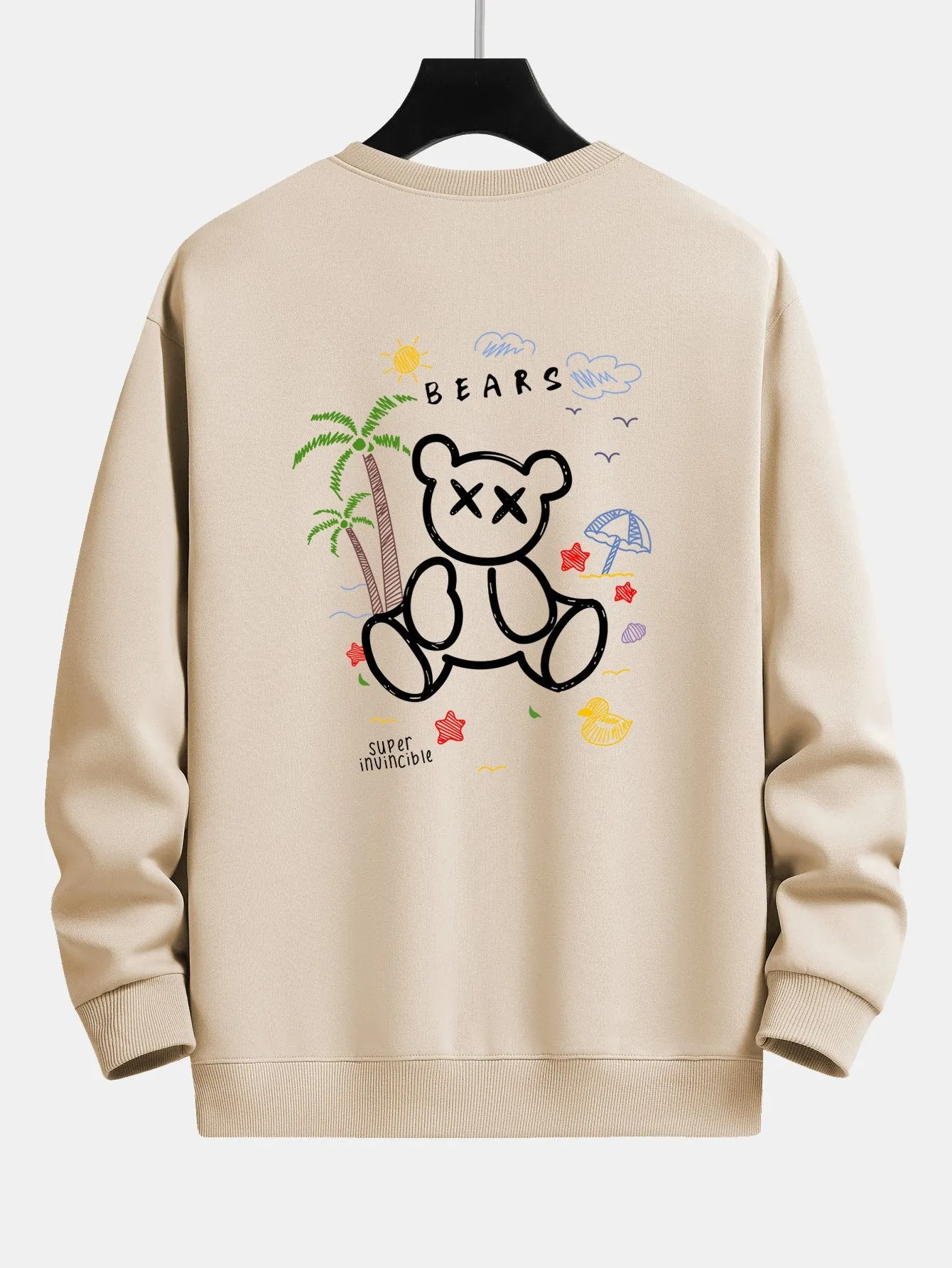 Bear On Vacation Print Relax Fit Sweatshirt sold by Hoooyi product image thumbnail 5