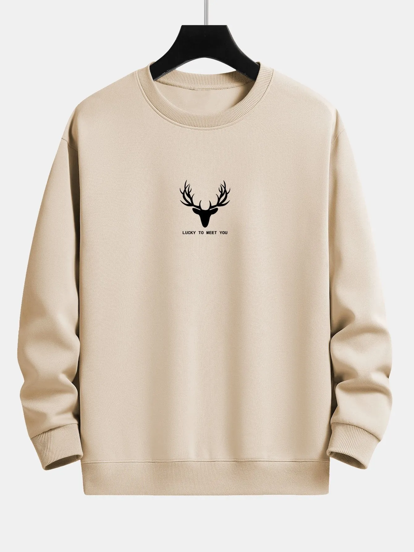 Silhouette Head Deer Print Relax Fit Sweatshirt sold by Hoooyi product image thumbnail 3