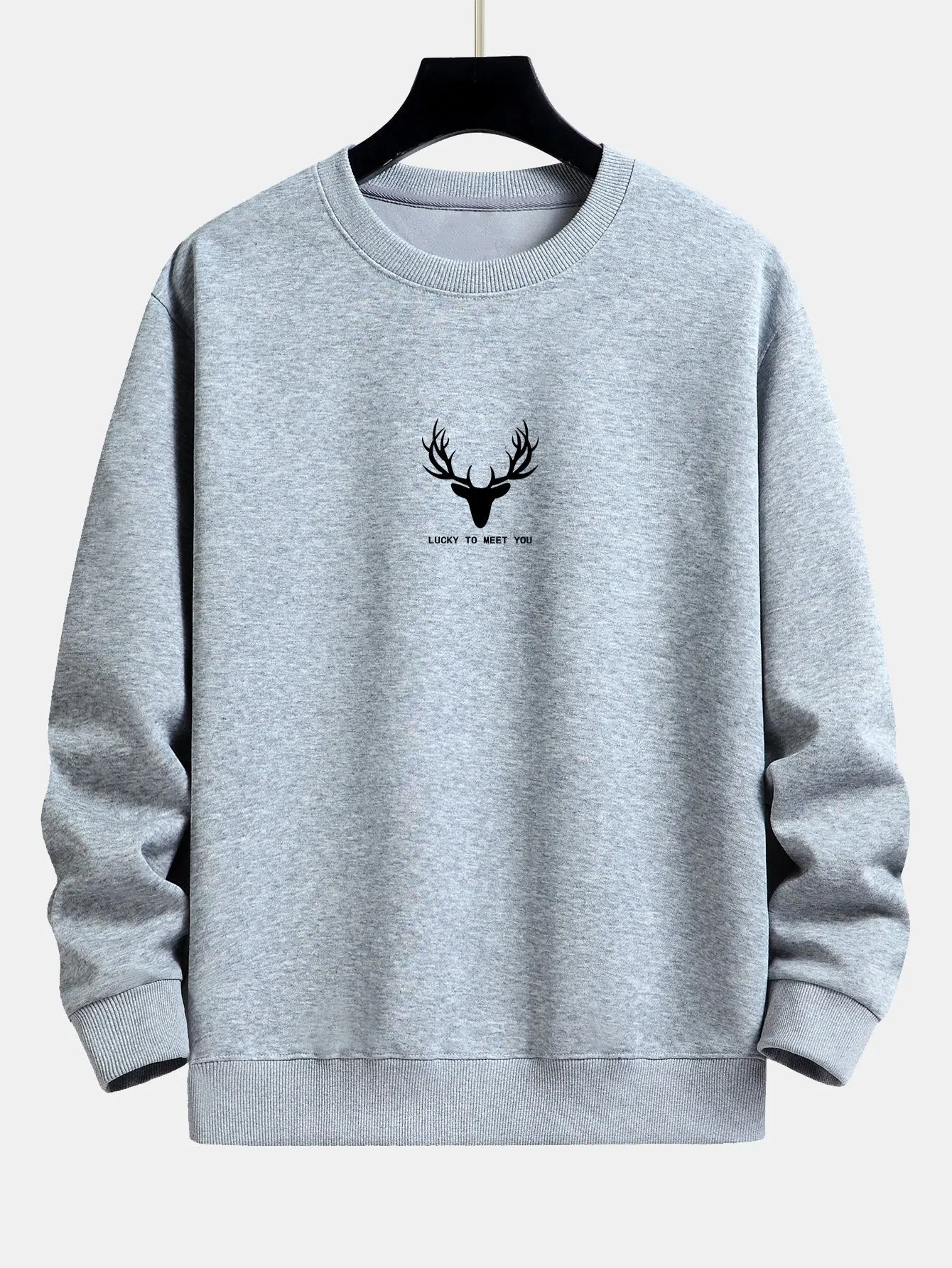Silhouette Head Deer Print Relax Fit Sweatshirt sold by Hoooyi product image thumbnail 5