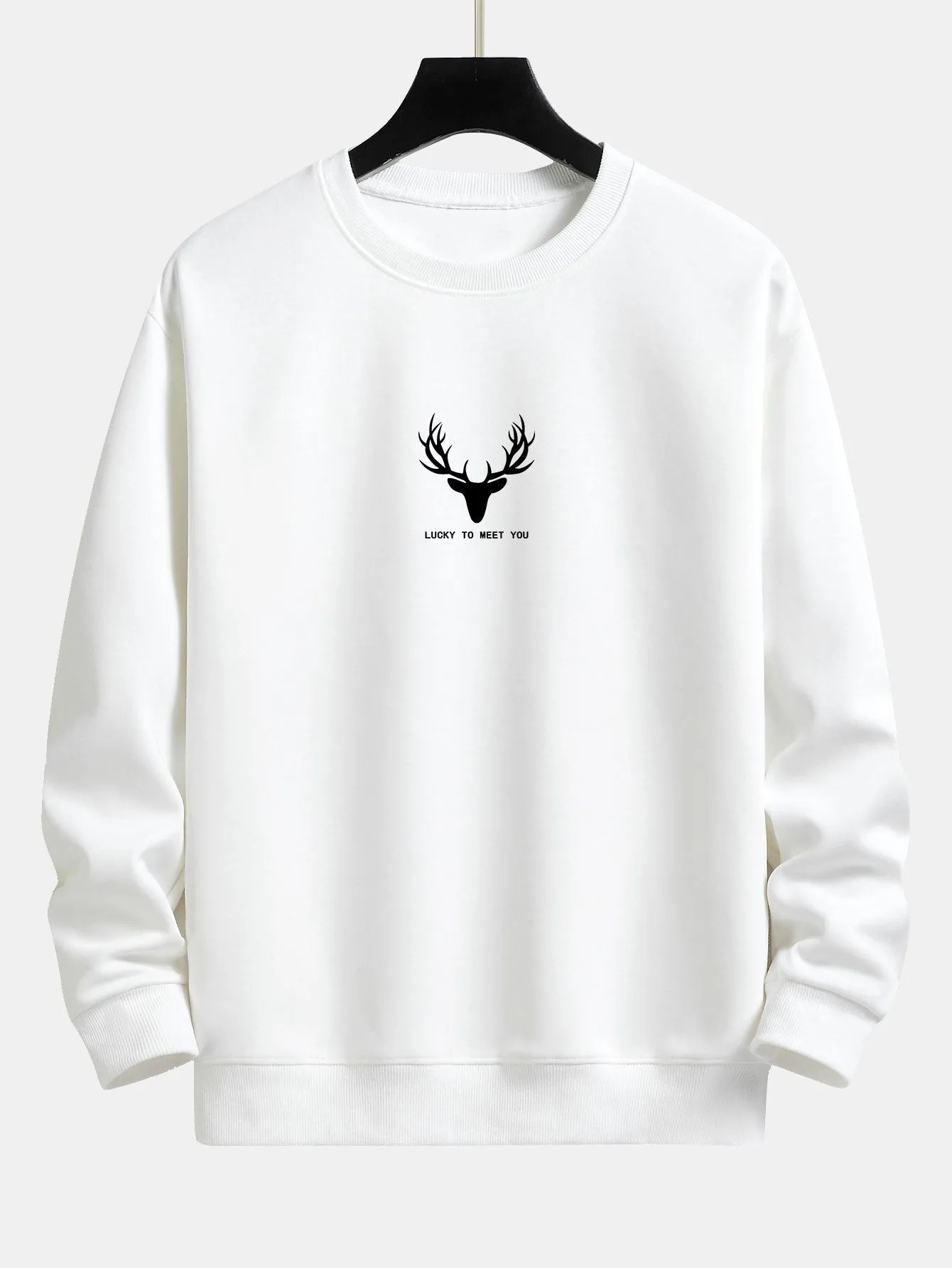 Silhouette Head Deer Print Relax Fit Sweatshirt sold by Hoooyi product image thumbnail 4