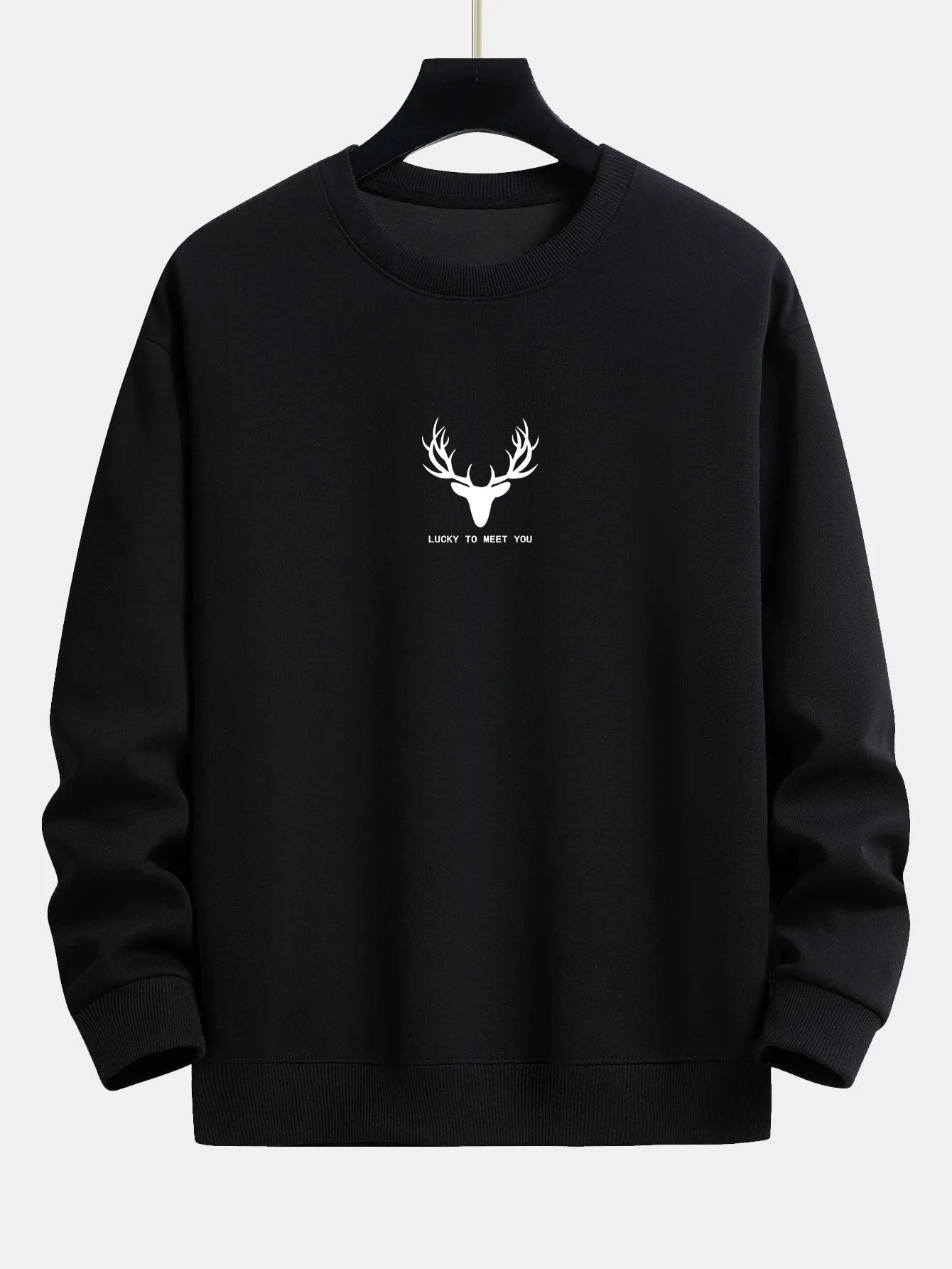 Silhouette Head Deer Print Relax Fit Sweatshirt sold by Hoooyi product image thumbnail 2