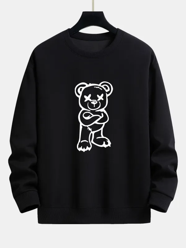 Bear Print Relax Fit Sweatshirt sold by Hoooyi