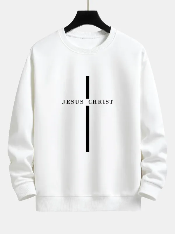 Jesus Christ Stripe Print Relax Fit Sweatshirt made by Hoooyi