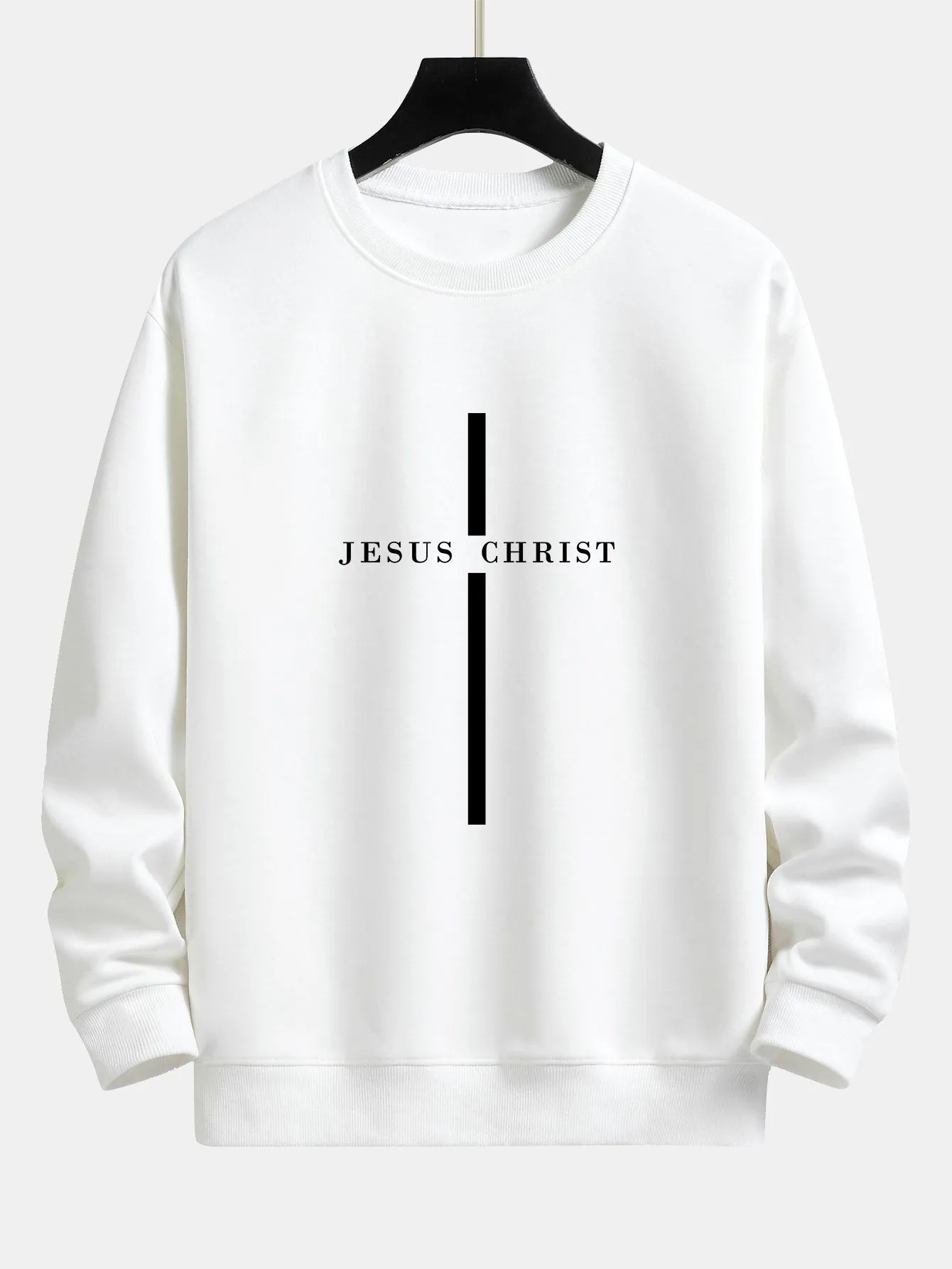 Jesus Christ Stripe Print Relax Fit Sweatshirt sold by Hoooyi