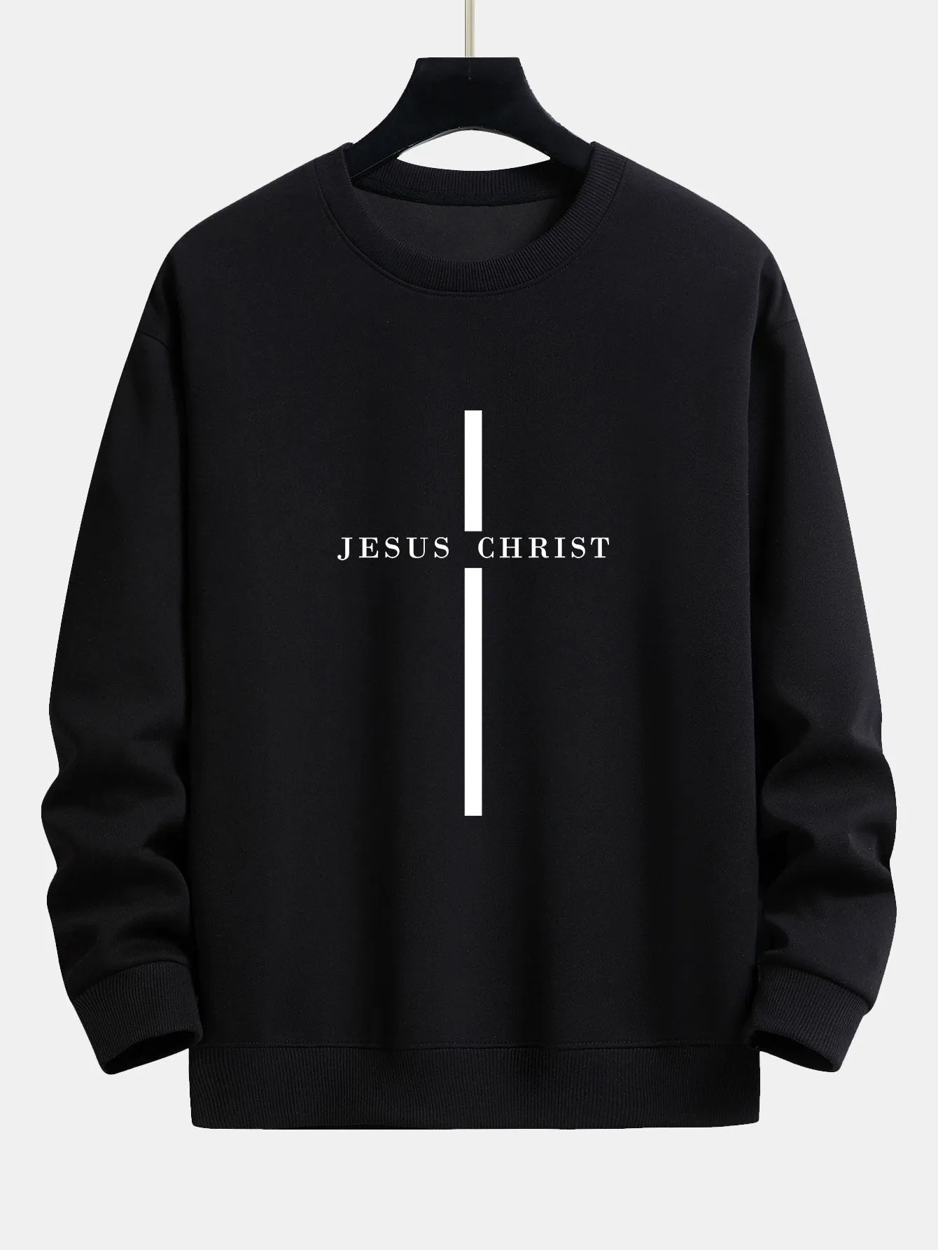 Jesus Christ Stripe Print Relax Fit Sweatshirt sold by Hoooyi product image thumbnail 2