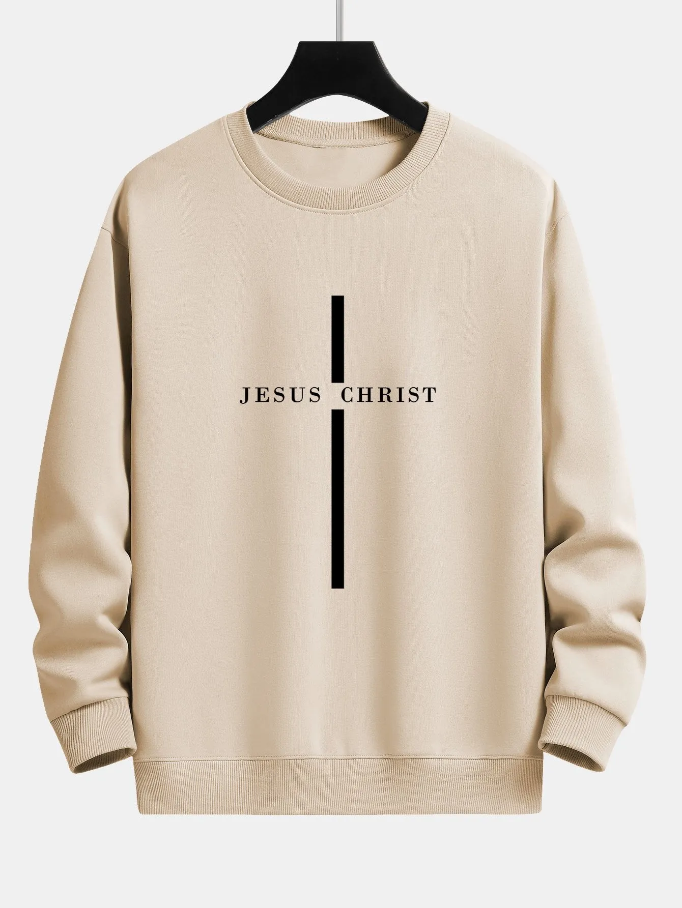 Jesus Christ Stripe Print Relax Fit Sweatshirt sold by Hoooyi product image thumbnail 3