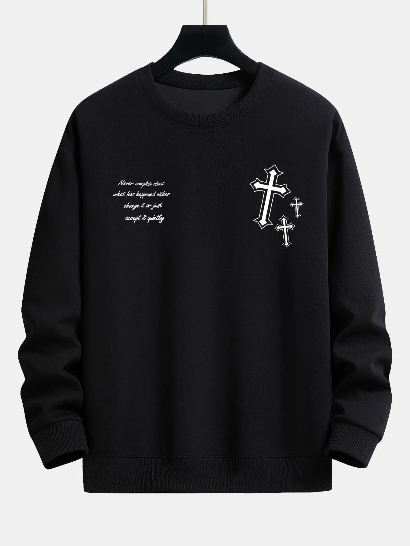 Cross Slogan Print Relax Fit Sweatshirt sold by Hoooyi