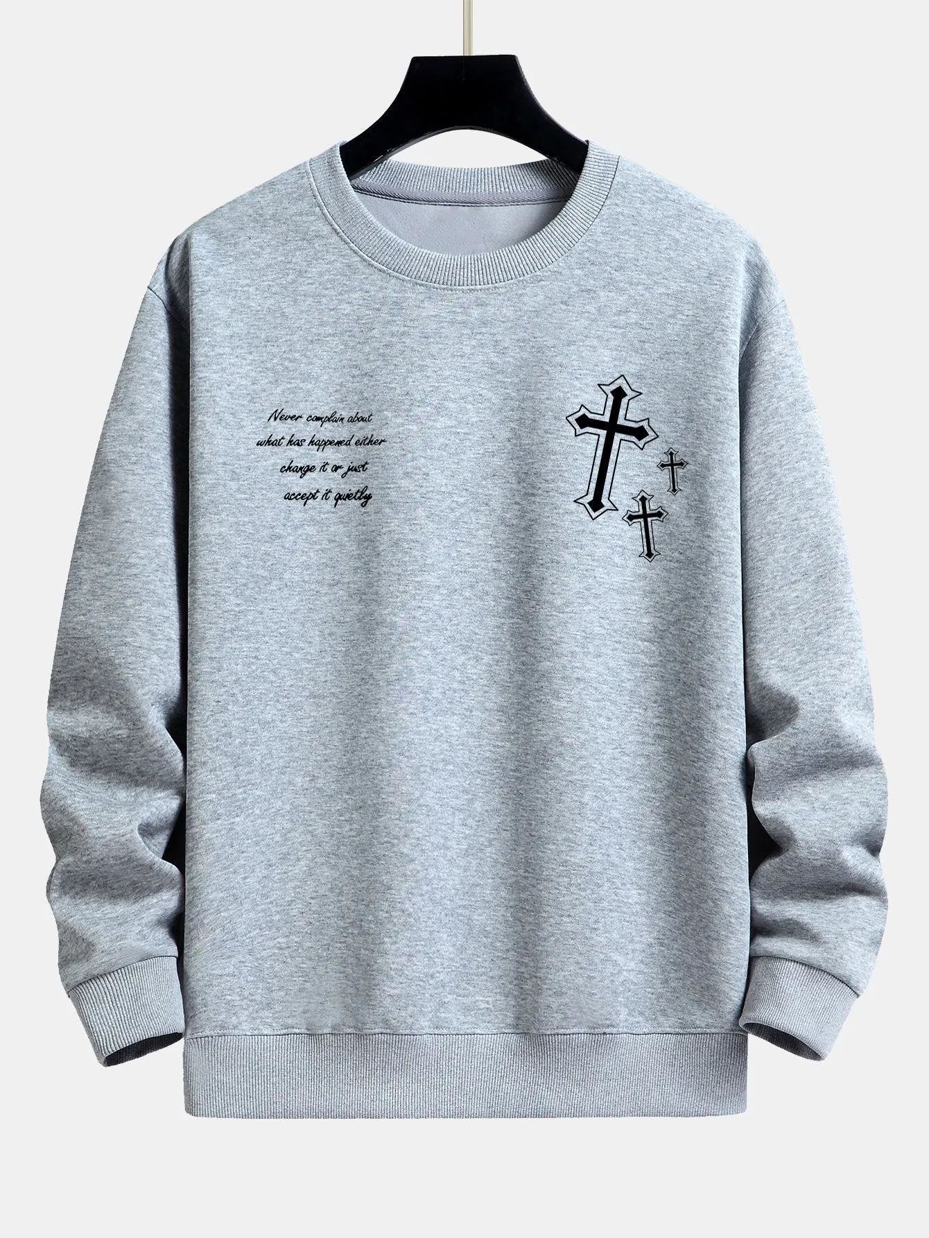 Cross Slogan Print Relax Fit Sweatshirt sold by Hoooyi product image thumbnail 5