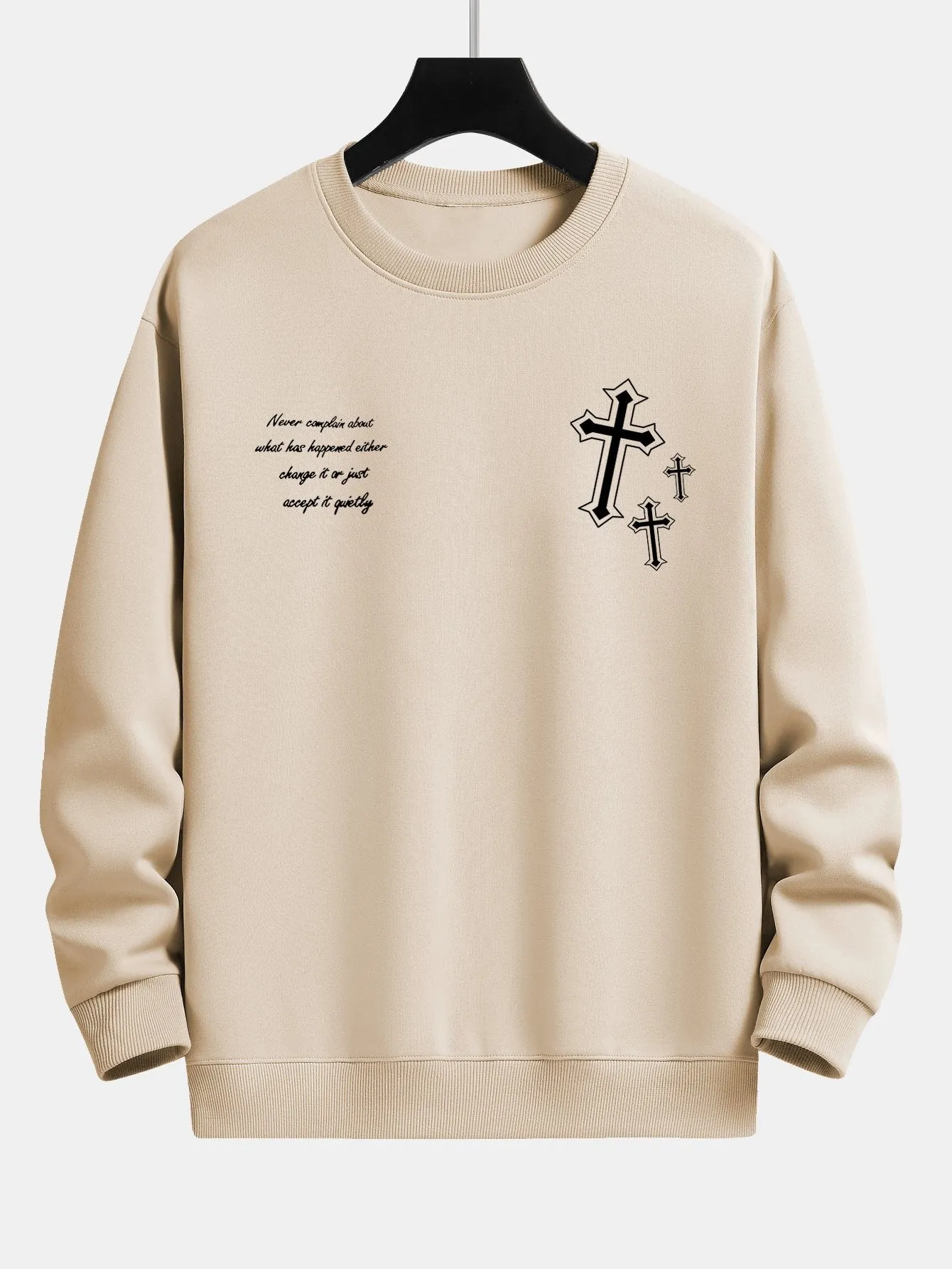 Cross Slogan Print Relax Fit Sweatshirt sold by Hoooyi product image thumbnail 4
